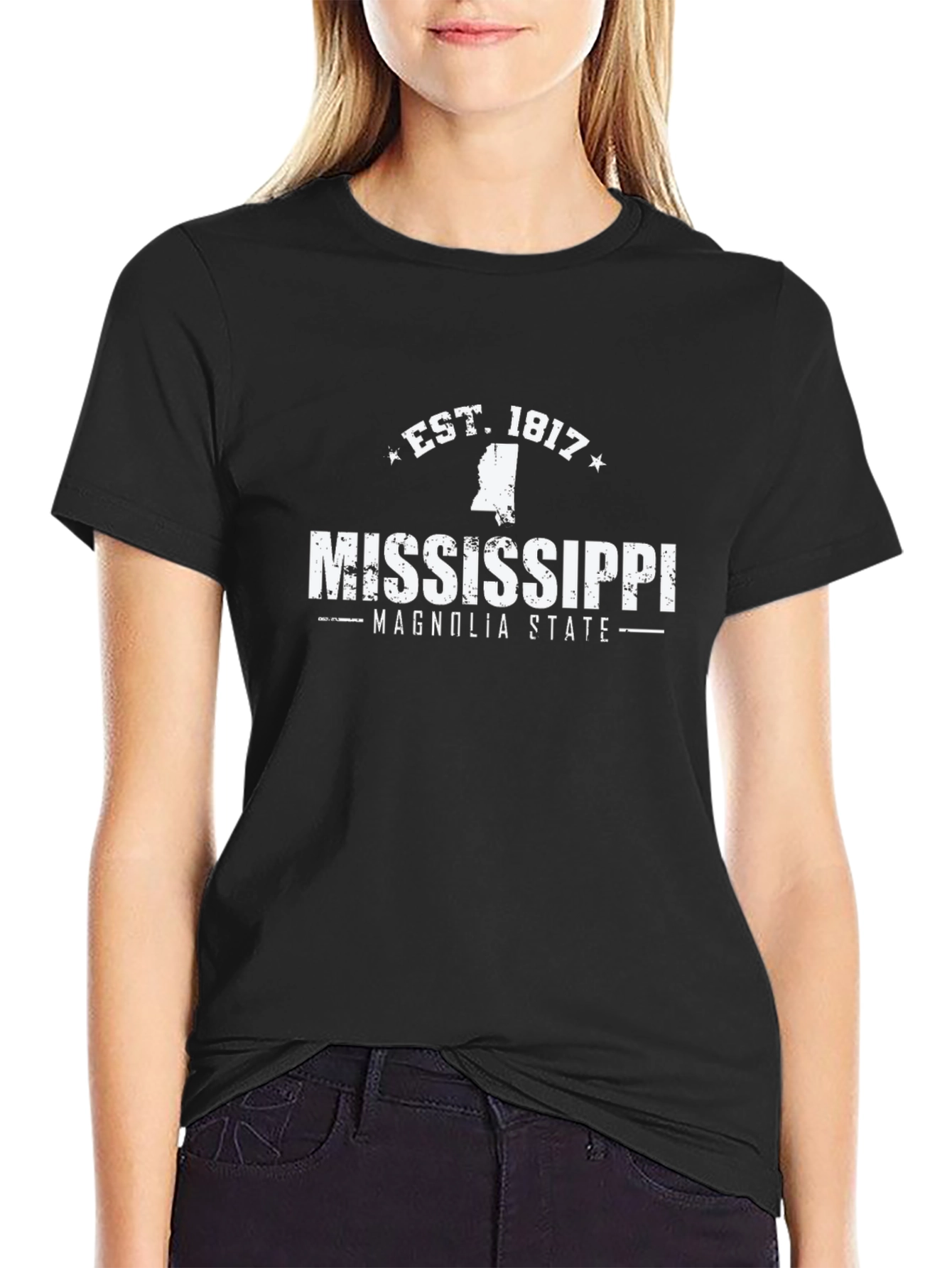 Mississippi Magnolia State Black T-Shirt