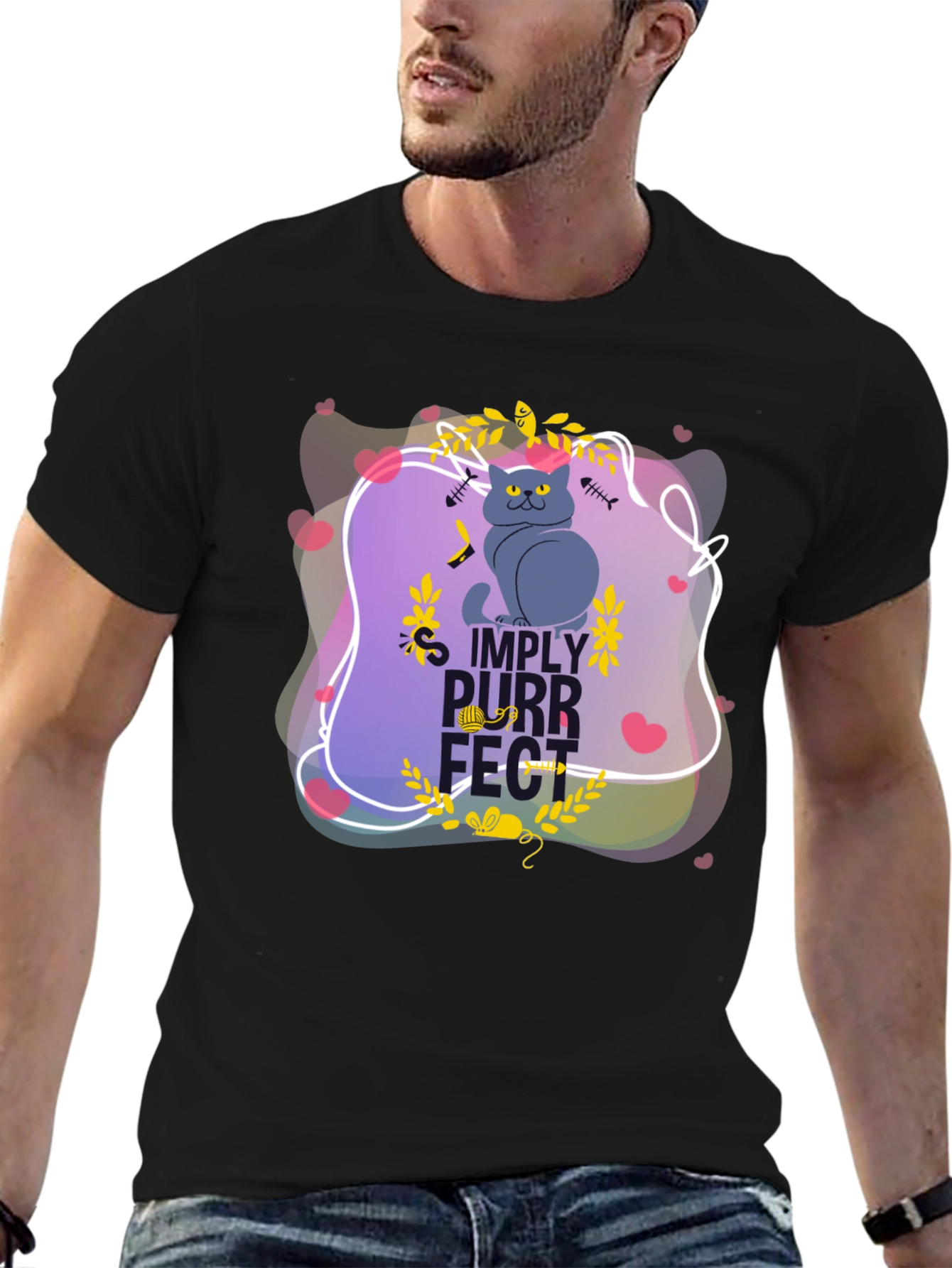 Simply Purrfect Black Graphic Tee