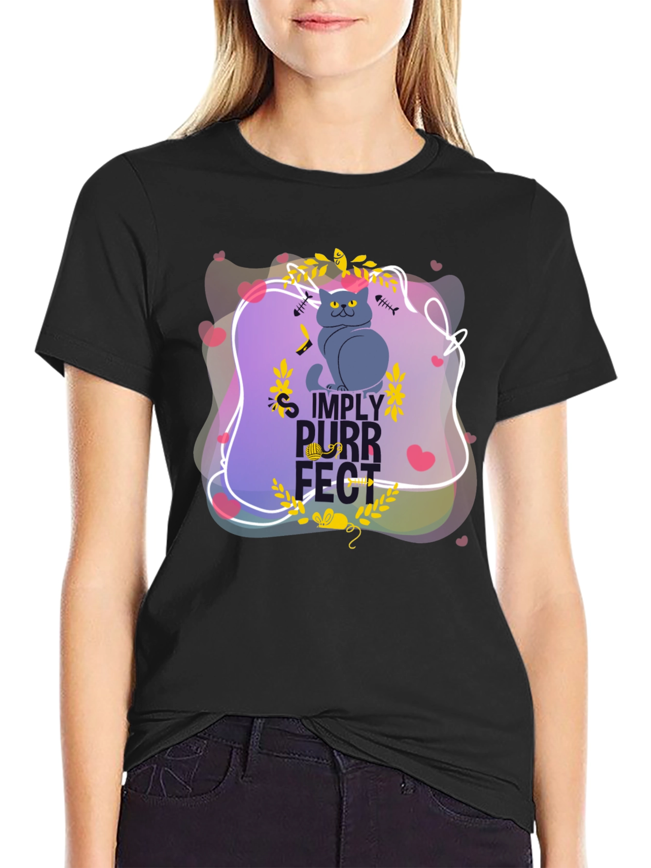 Simply Purrfect Black Graphic Tee