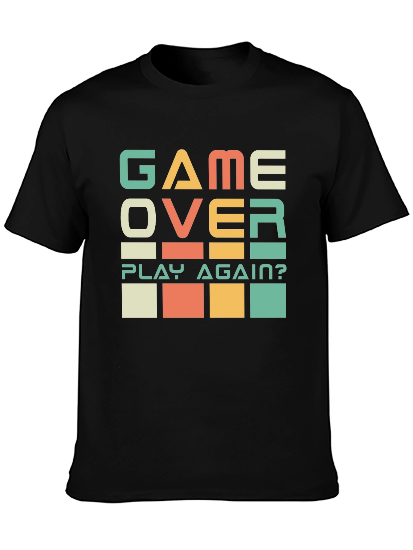 Game Over? Play Again? Black Graphic T-Shirt