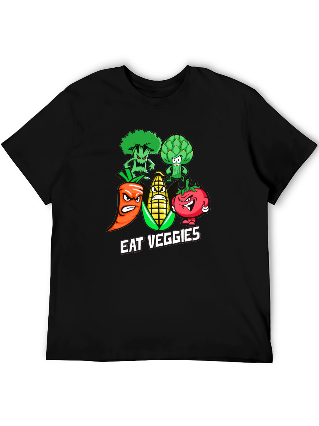 Eat Veggies Graphic T-Shirt - Black