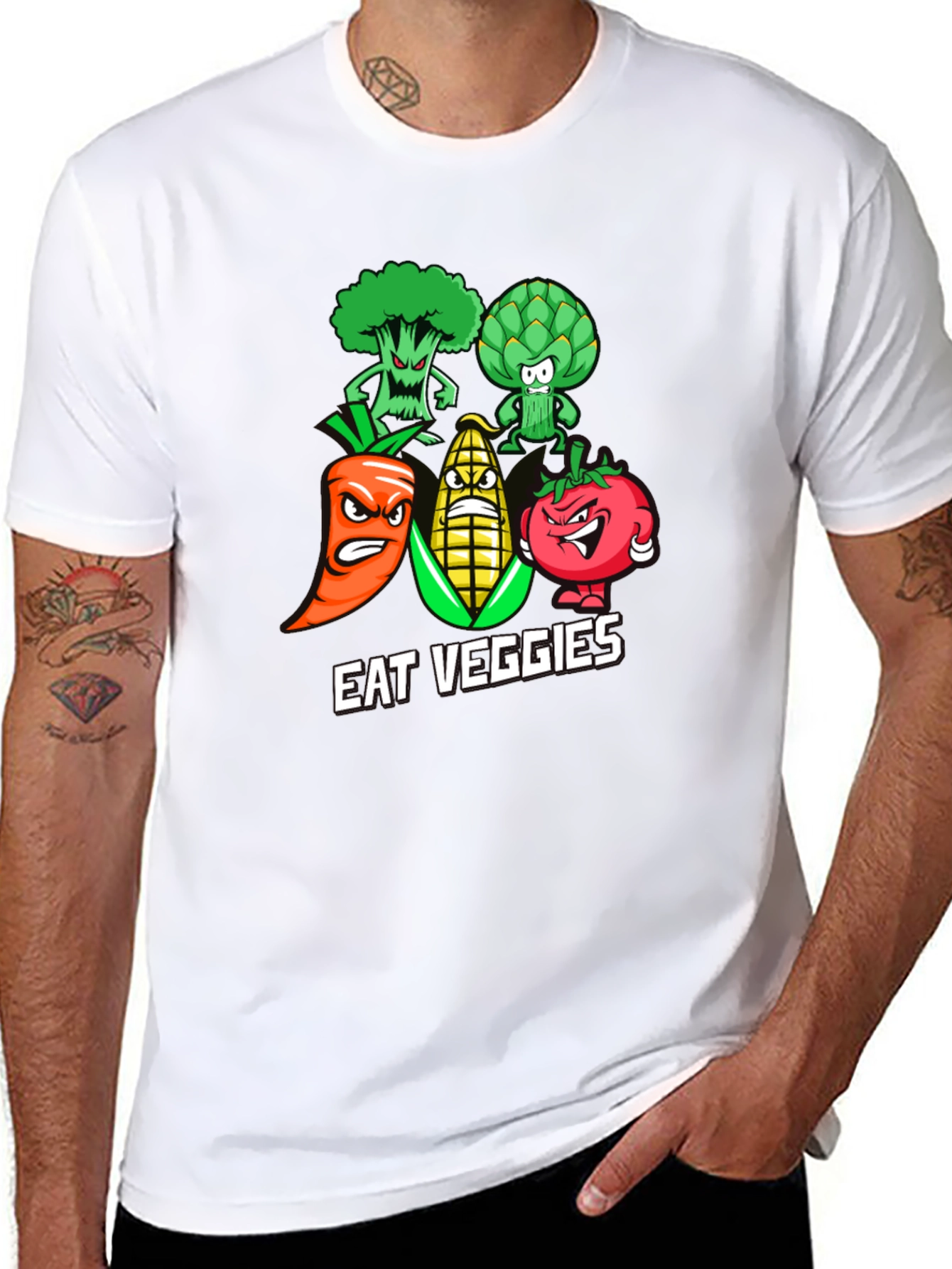 Eat Veggies Graphic T-Shirt - Black