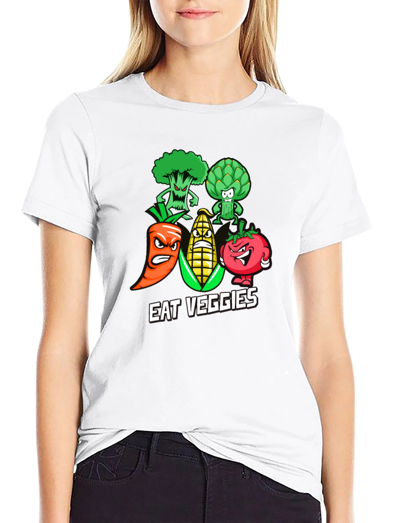 Eat Veggies Graphic T-Shirt - Black