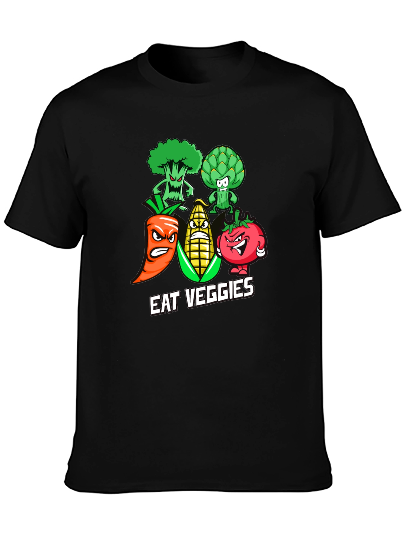 Eat Veggies Graphic T-Shirt - Black