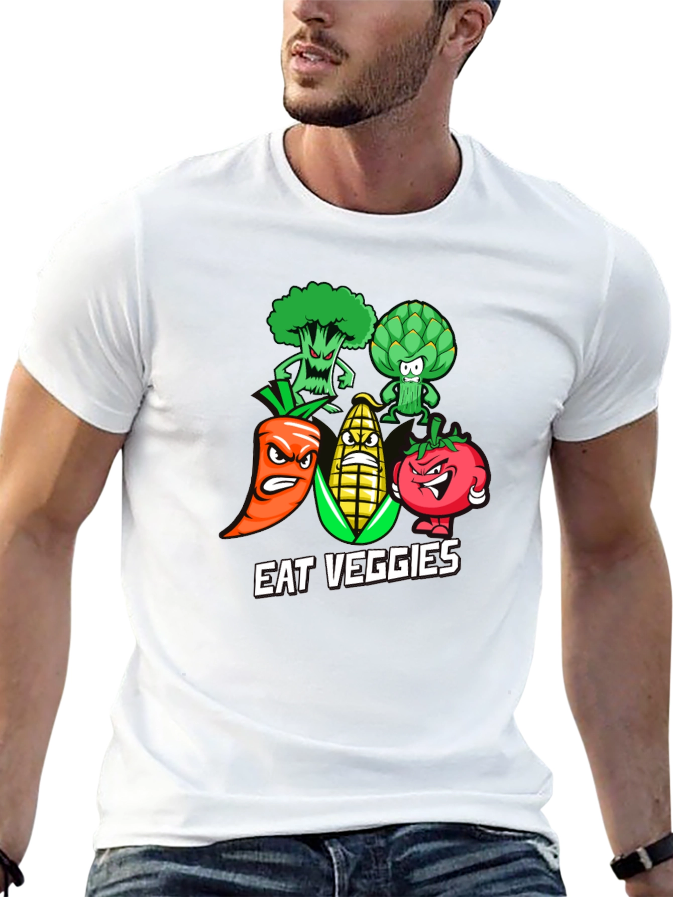 Eat Veggies Graphic T-Shirt - Black