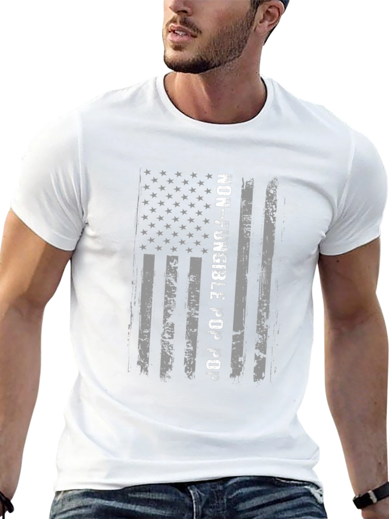 Non-Fungible Pop Pop T-Shirt - Patriotic USA Flag Design