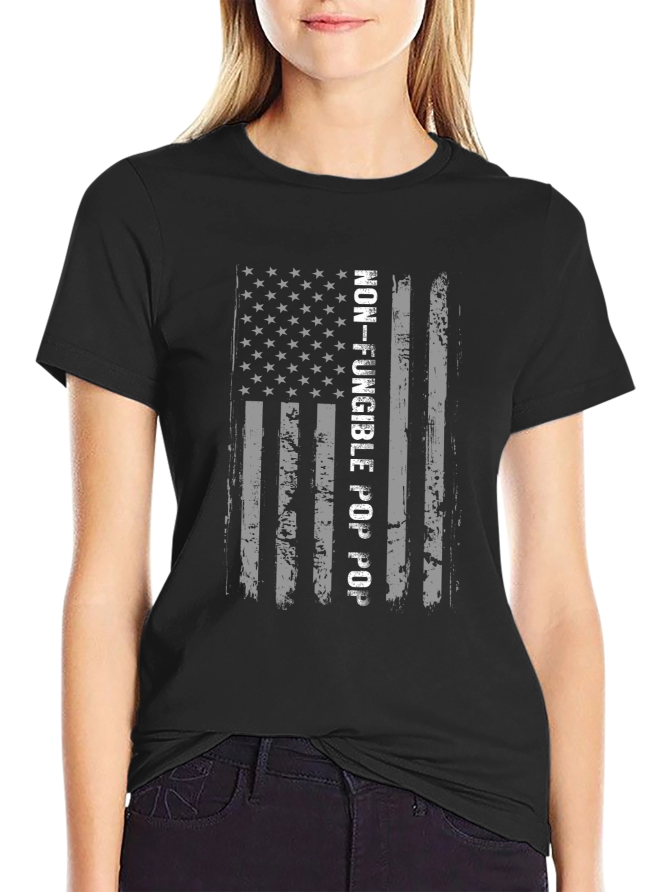 Non-Fungible Pop Pop T-Shirt - Patriotic USA Flag Design
