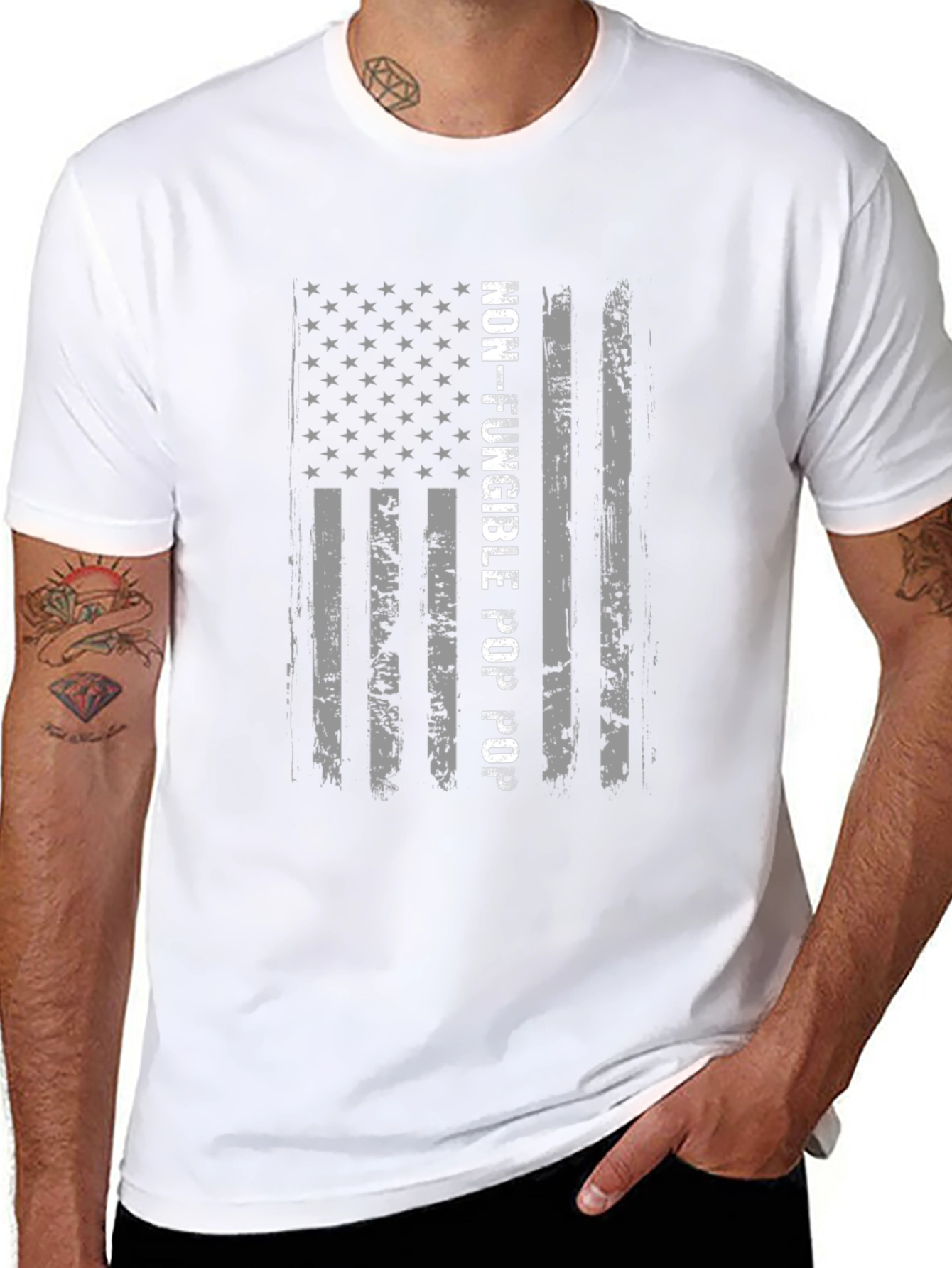 Non-Fungible Pop Pop T-Shirt - Patriotic USA Flag Design