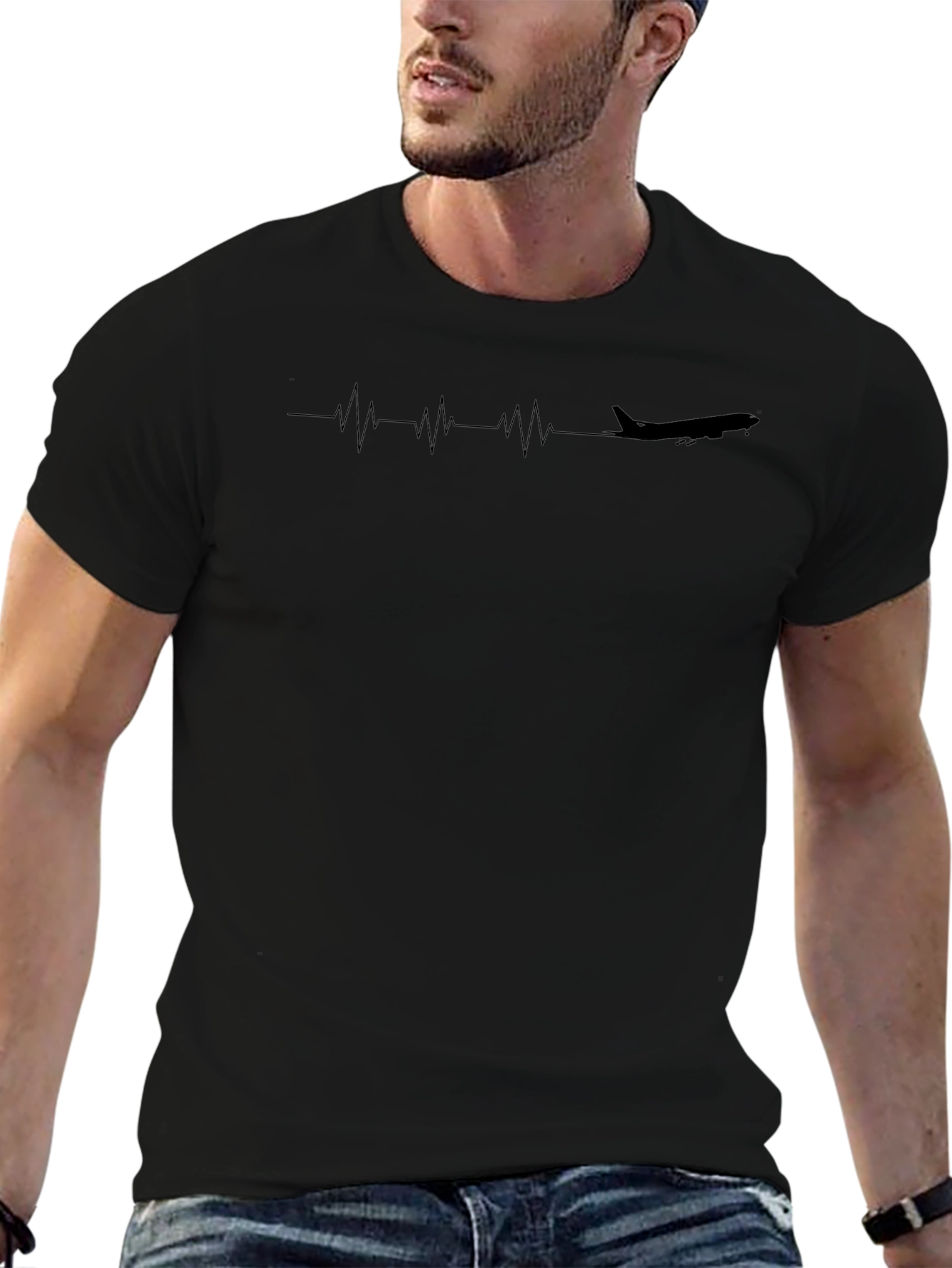 Airplane Heartbeat T-Shirt - Aviation Enthusiast Tee