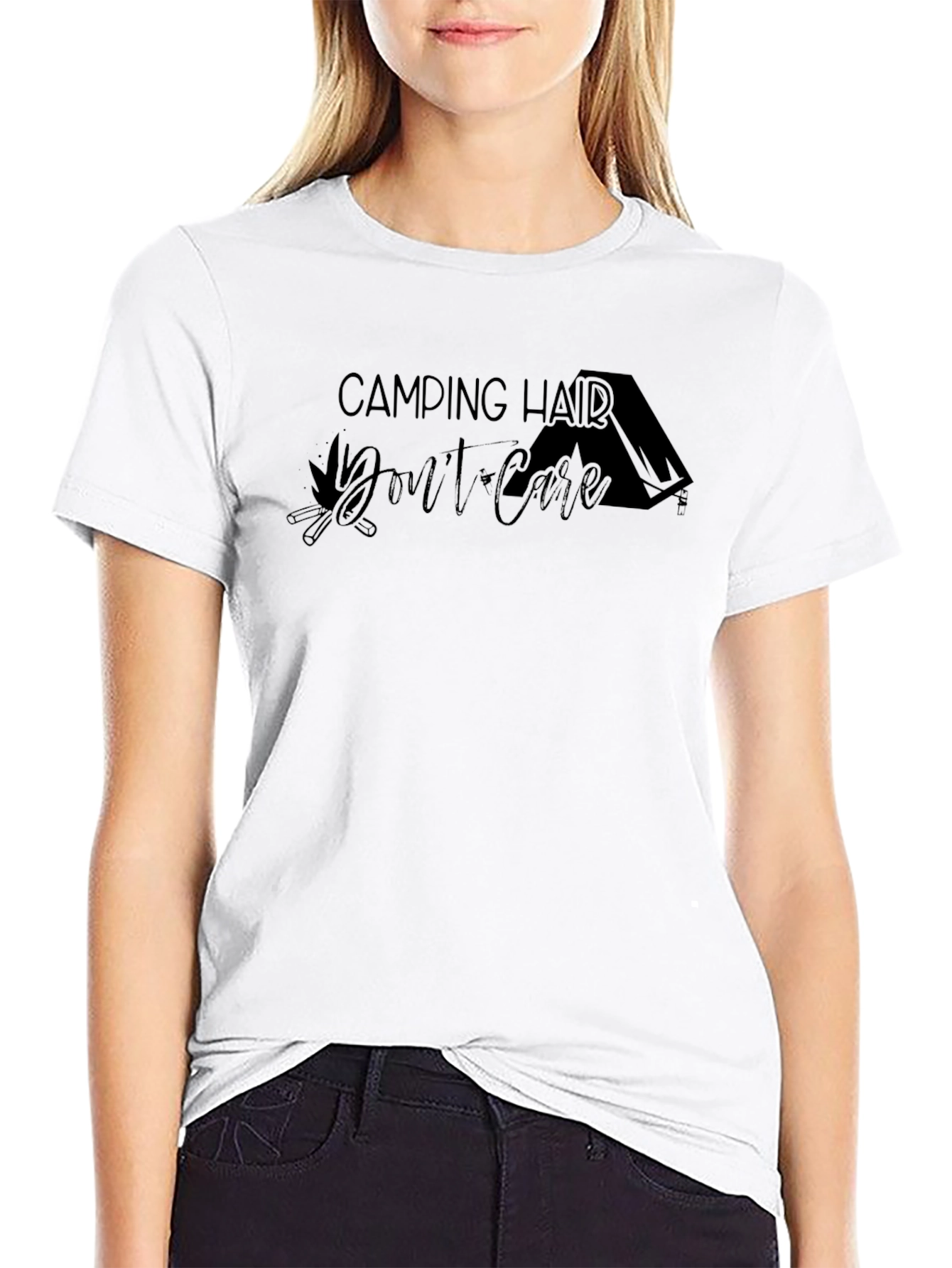 Camping Hair Dont Care Black Tee