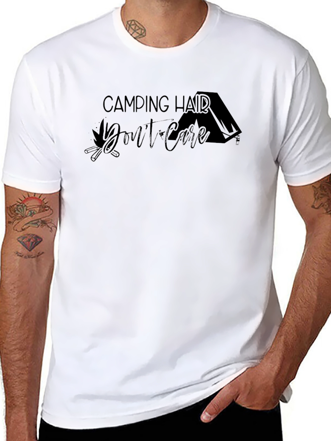 Camping Hair Dont Care Black Tee