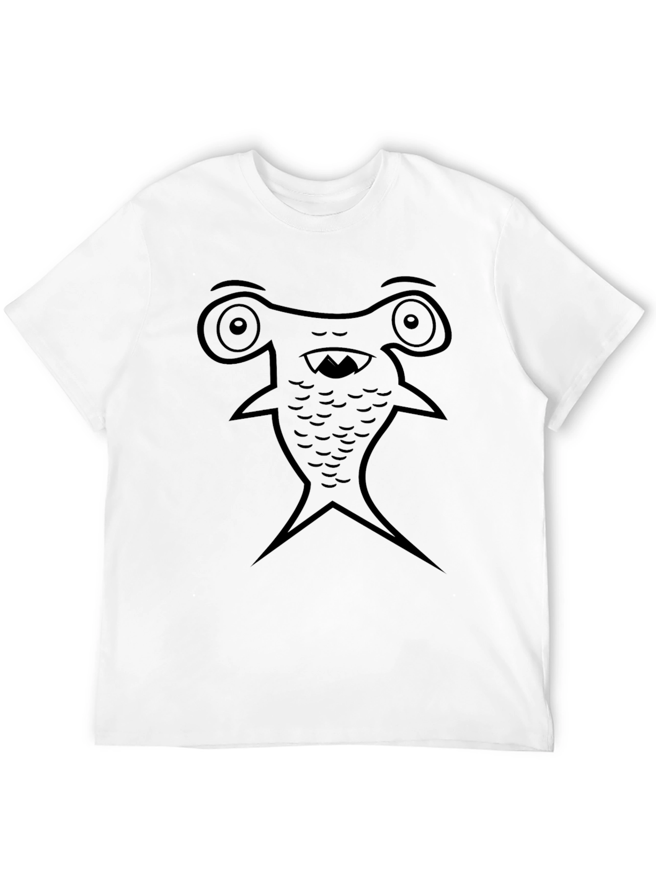 Cartoon Hammerhead Shark Black T-Shirt
