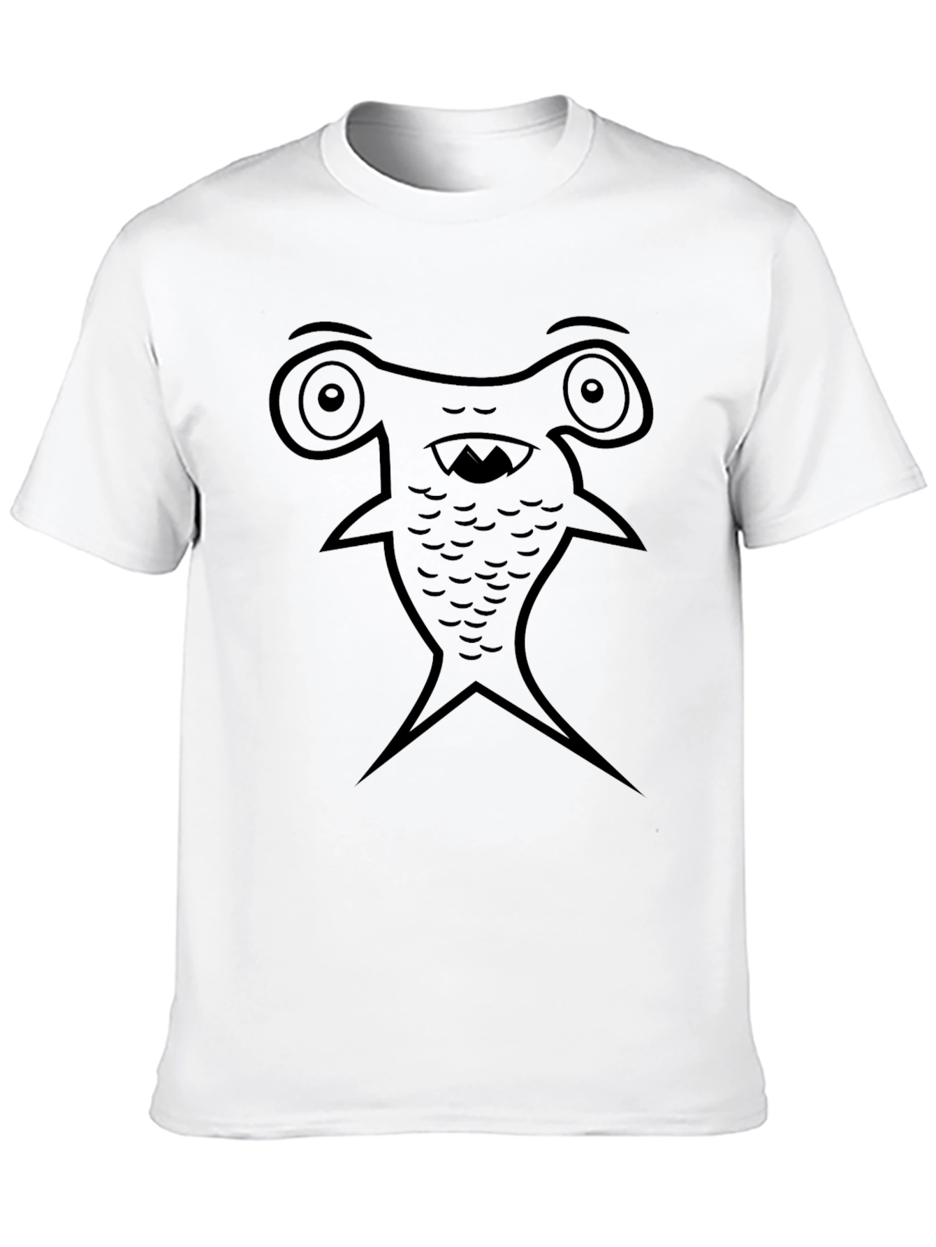 Cartoon Hammerhead Shark Black T-Shirt