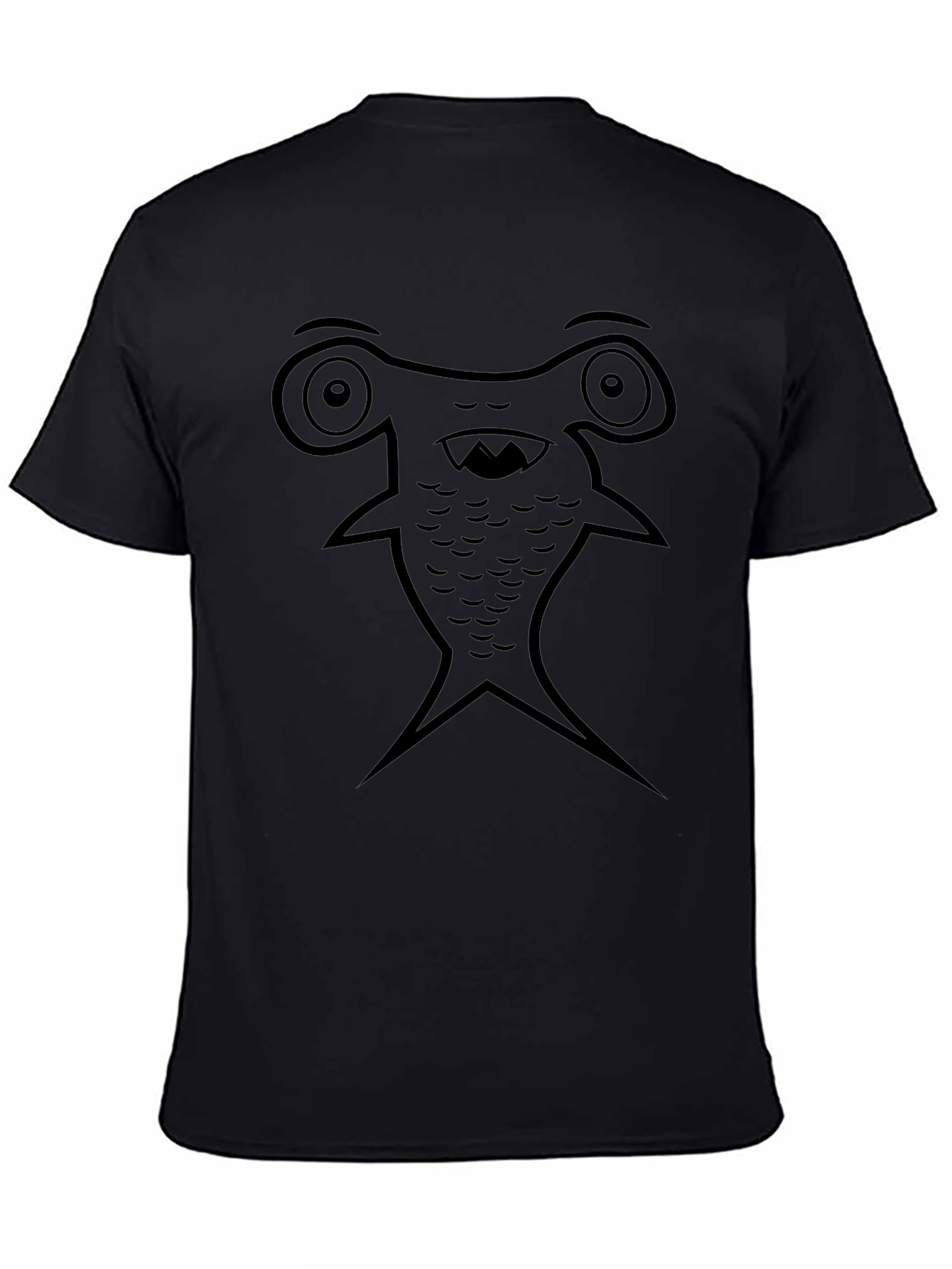 Cartoon Hammerhead Shark Black T-Shirt