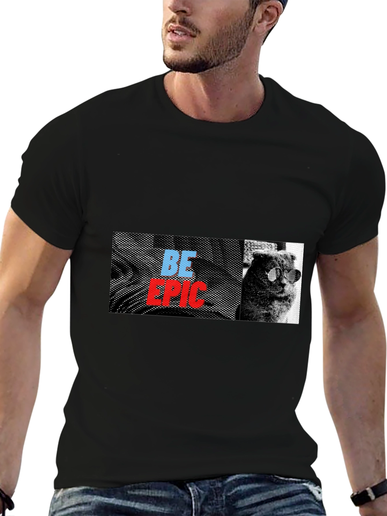 Be Epic Cat Graphic Tee - Black