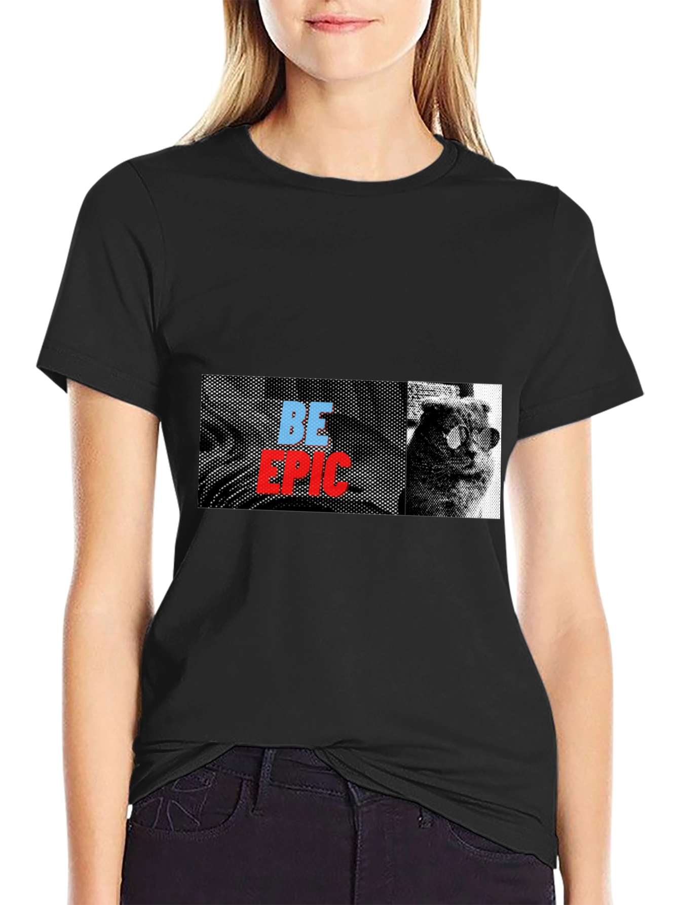 Be Epic Cat Graphic Tee - Black