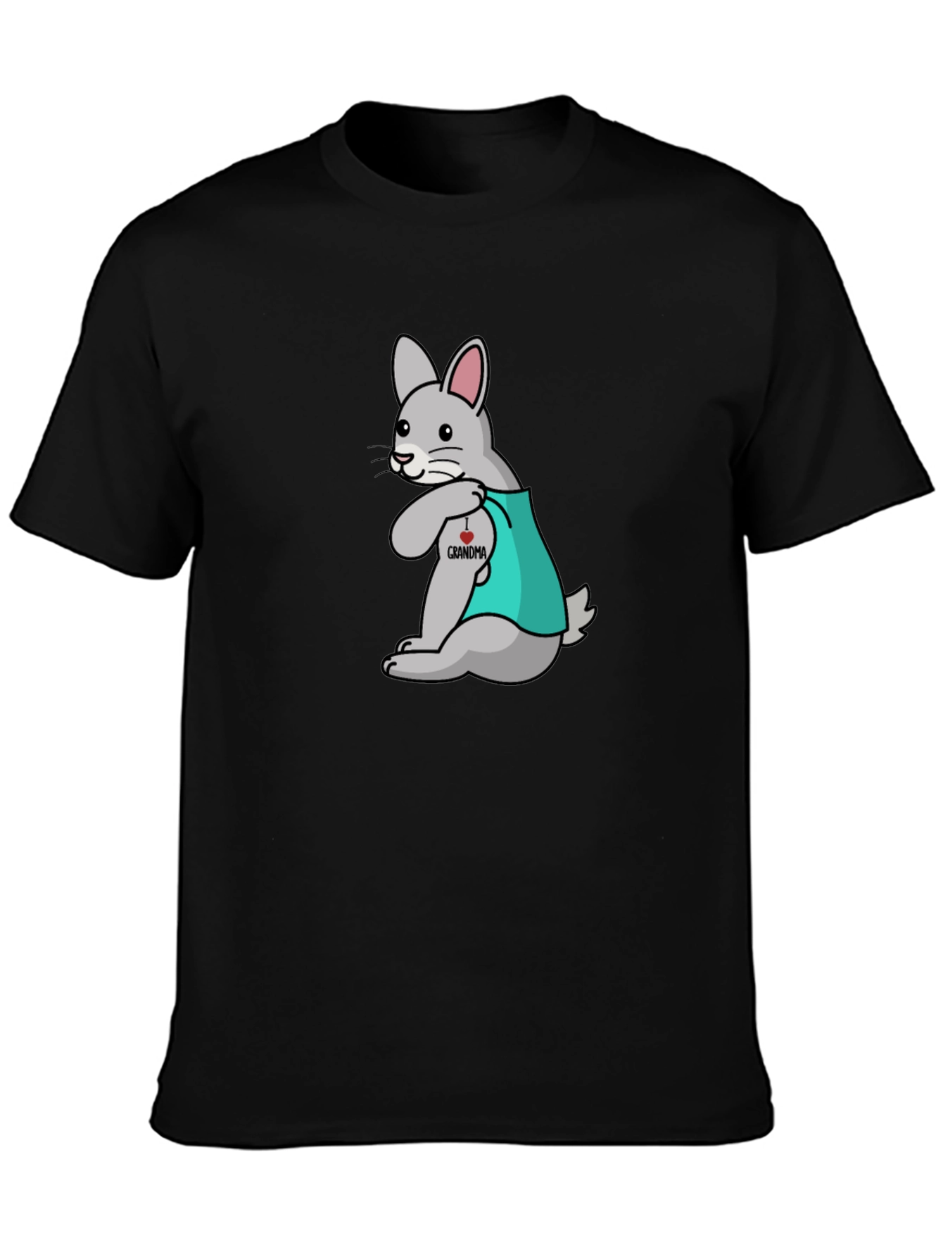 Bunny I Heart Grandma Black T-Shirt