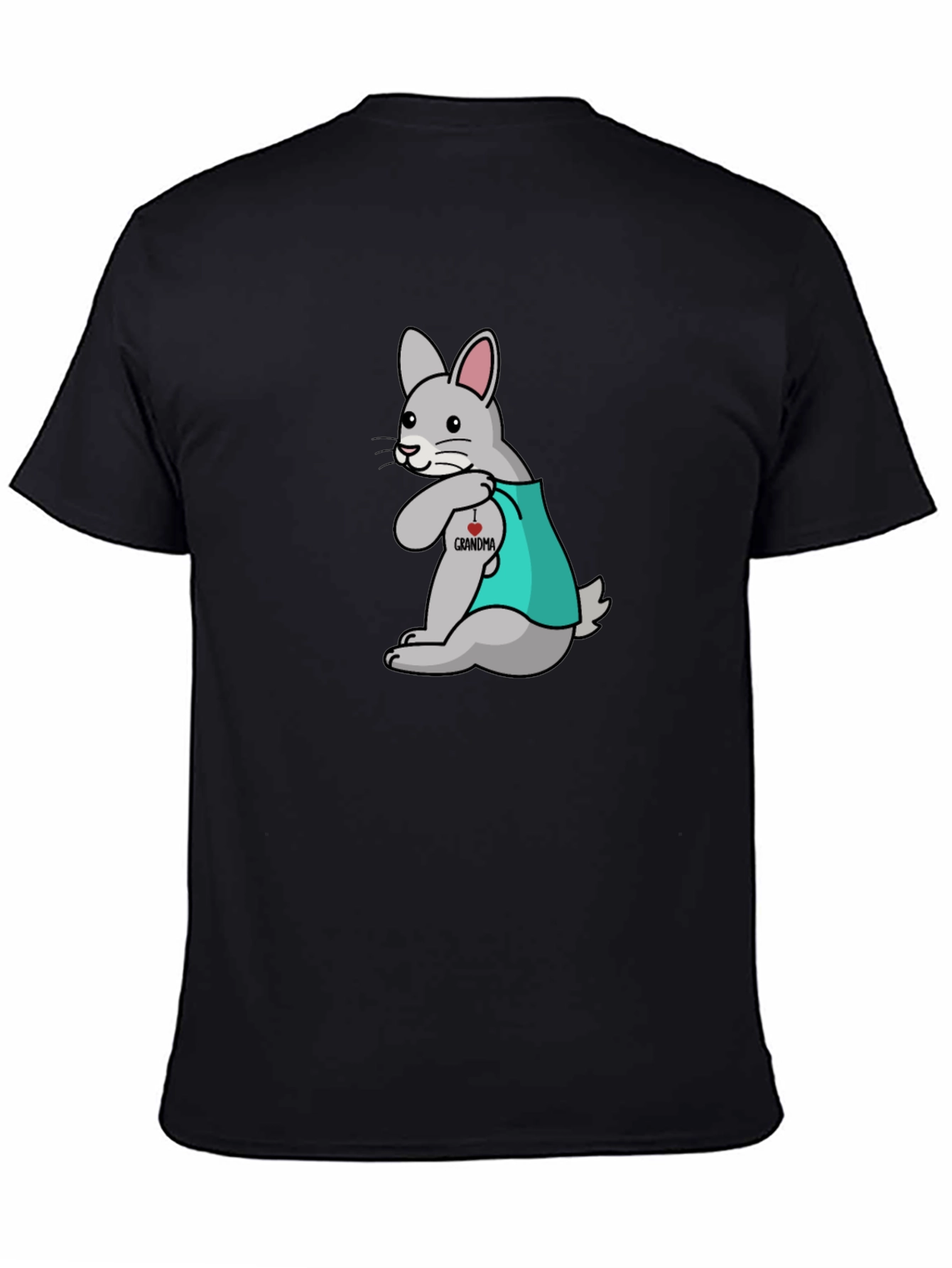 Bunny I Heart Grandma Black T-Shirt