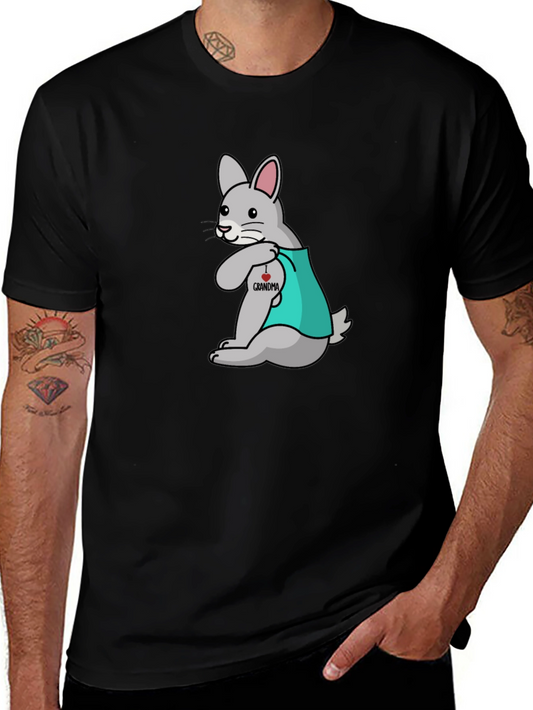 Bunny I Heart Grandma Black T-Shirt