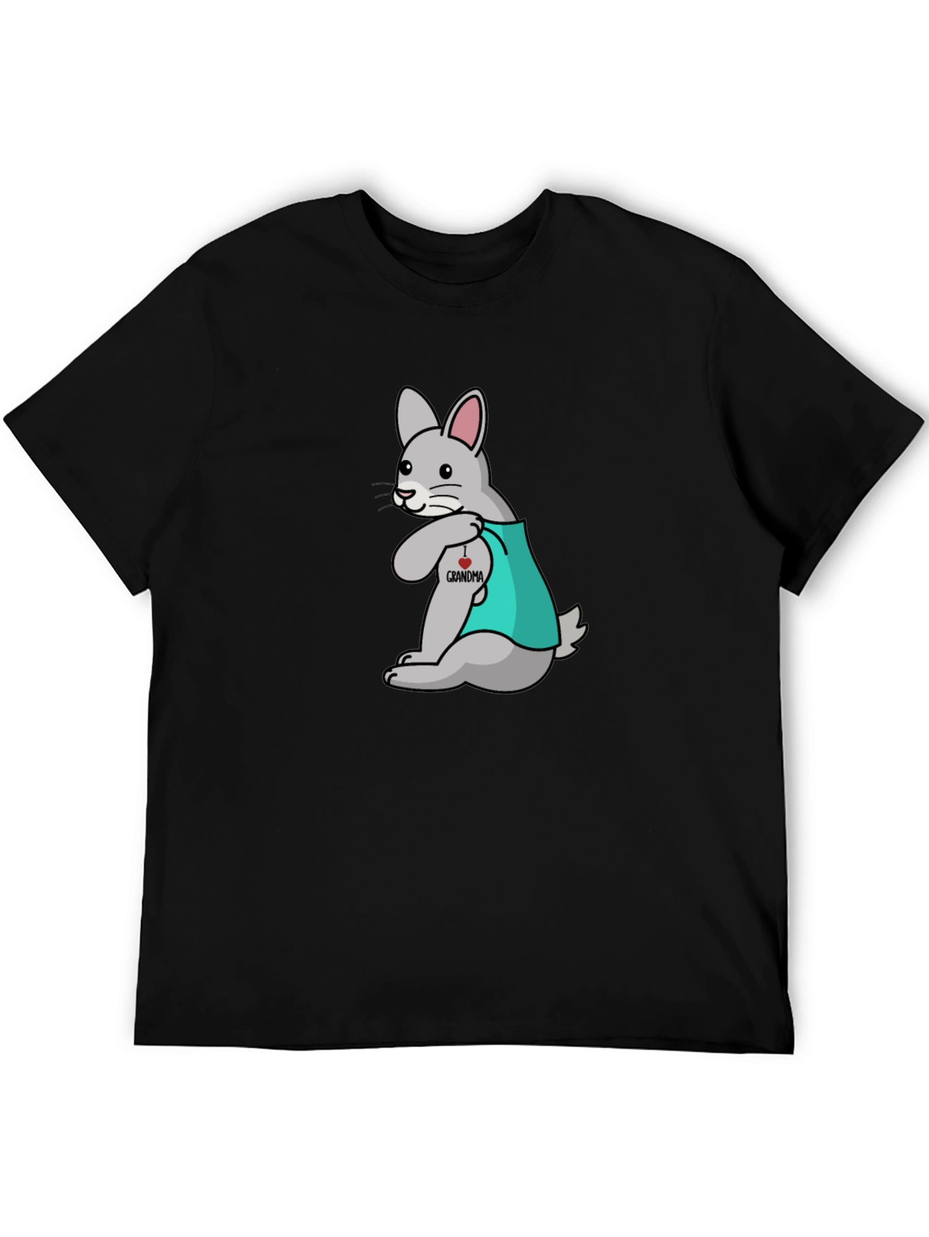 Bunny I Heart Grandma Black T-Shirt