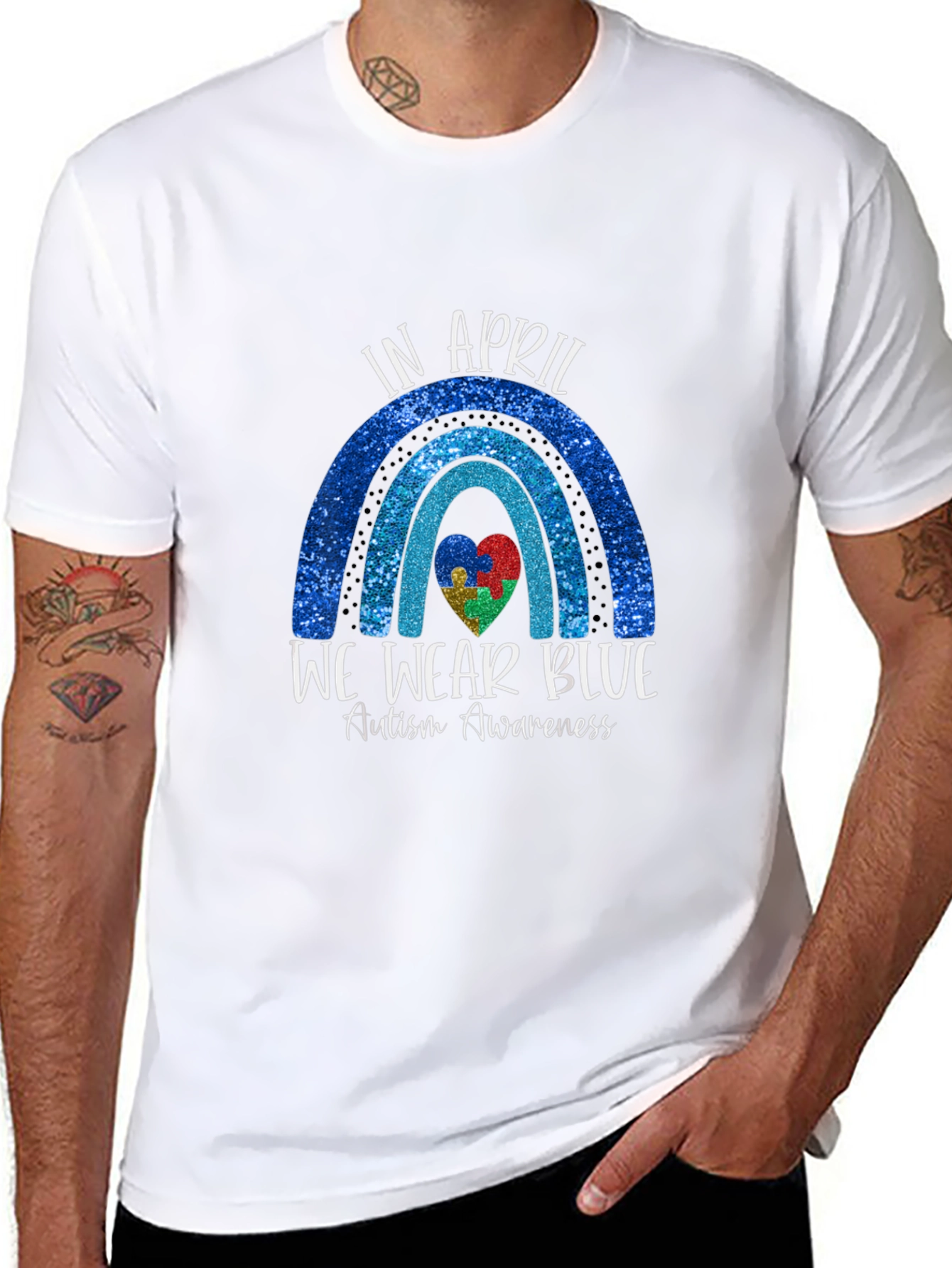 Autism Awareness Blue Rainbow T-Shirt
