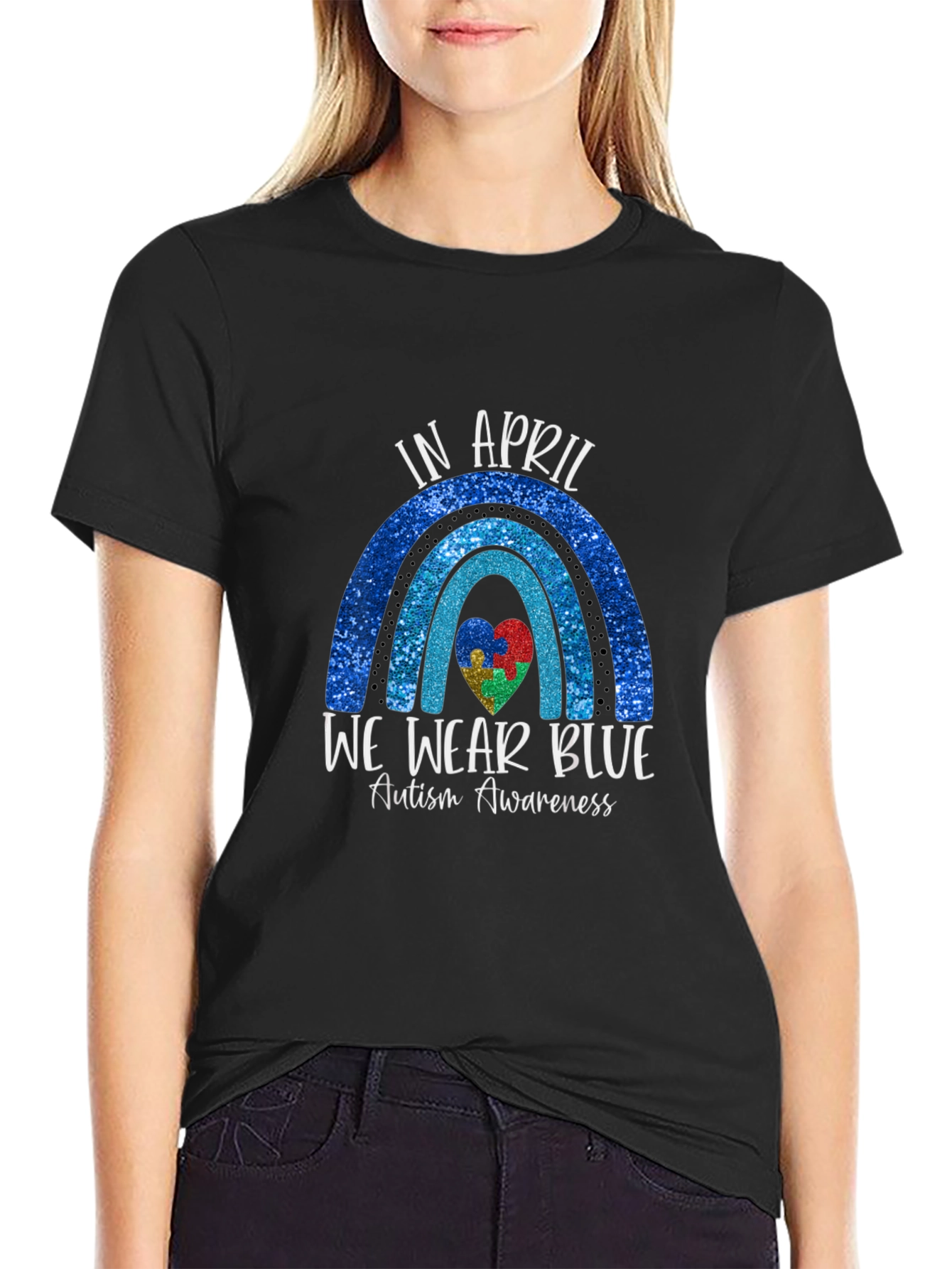 Autism Awareness Blue Rainbow T-Shirt