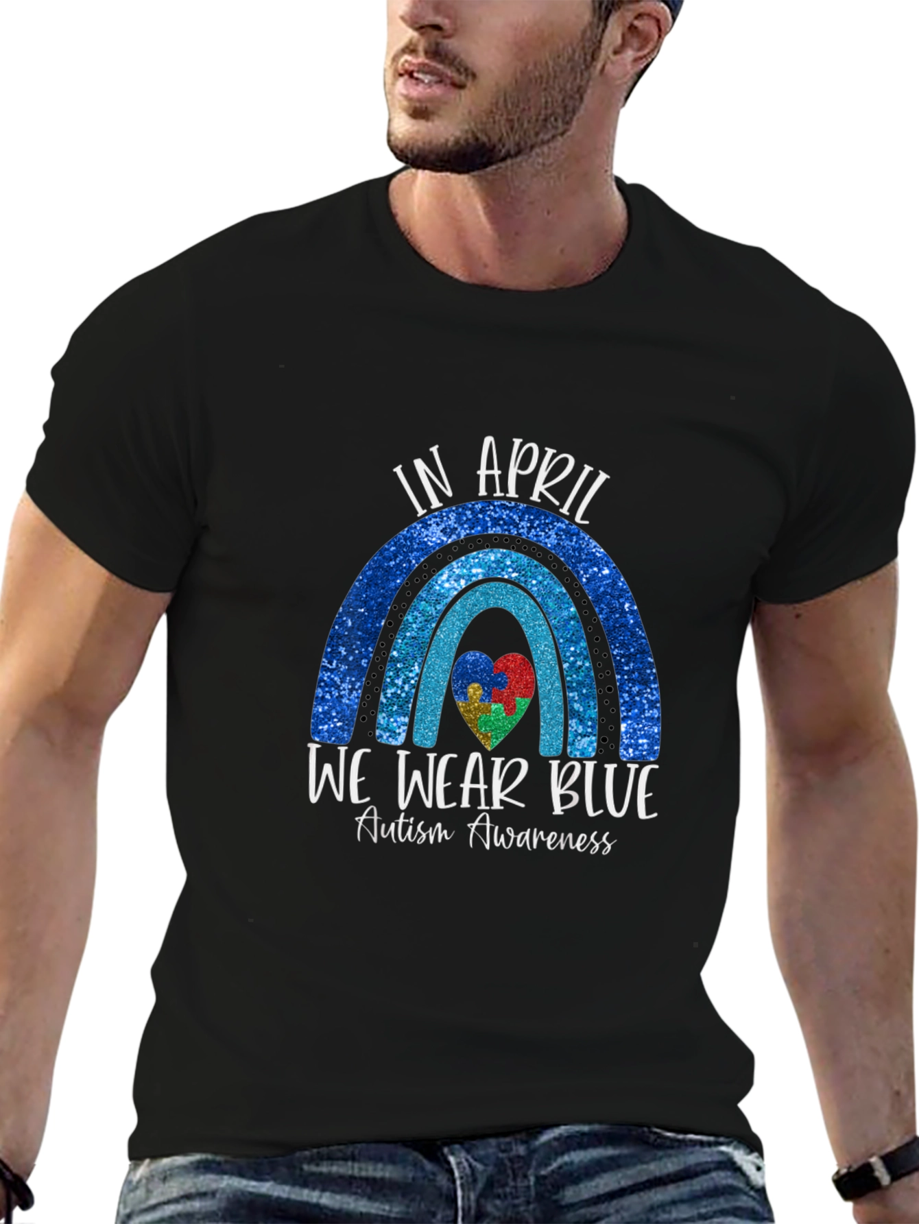Autism Awareness Blue Rainbow T-Shirt