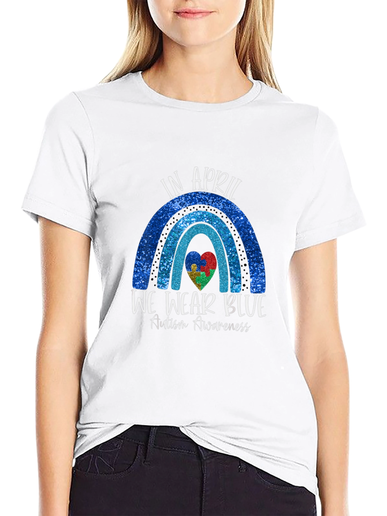 Autism Awareness Blue Rainbow T-Shirt