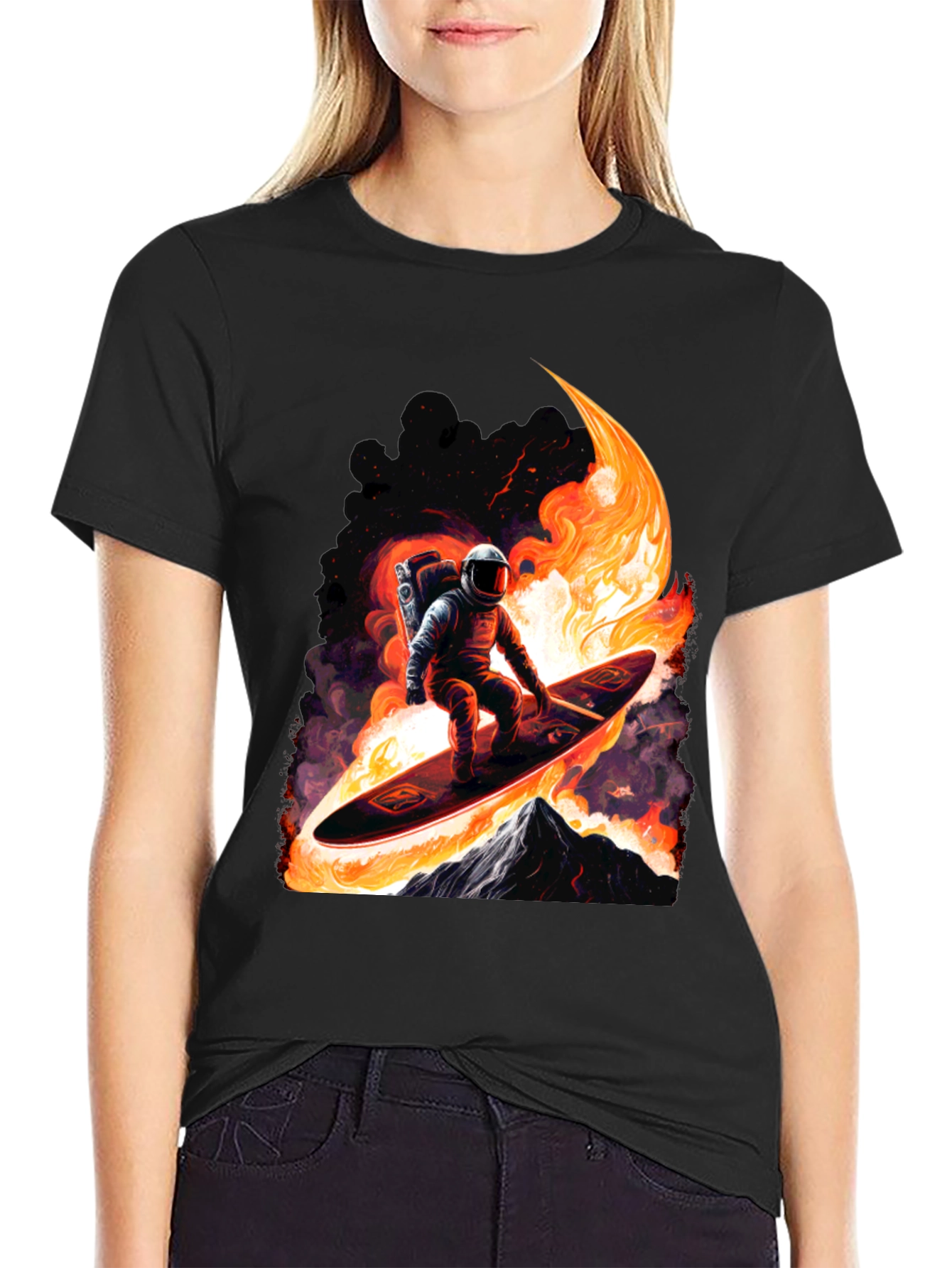 Astronaut Surfer Graphic Tee - Black