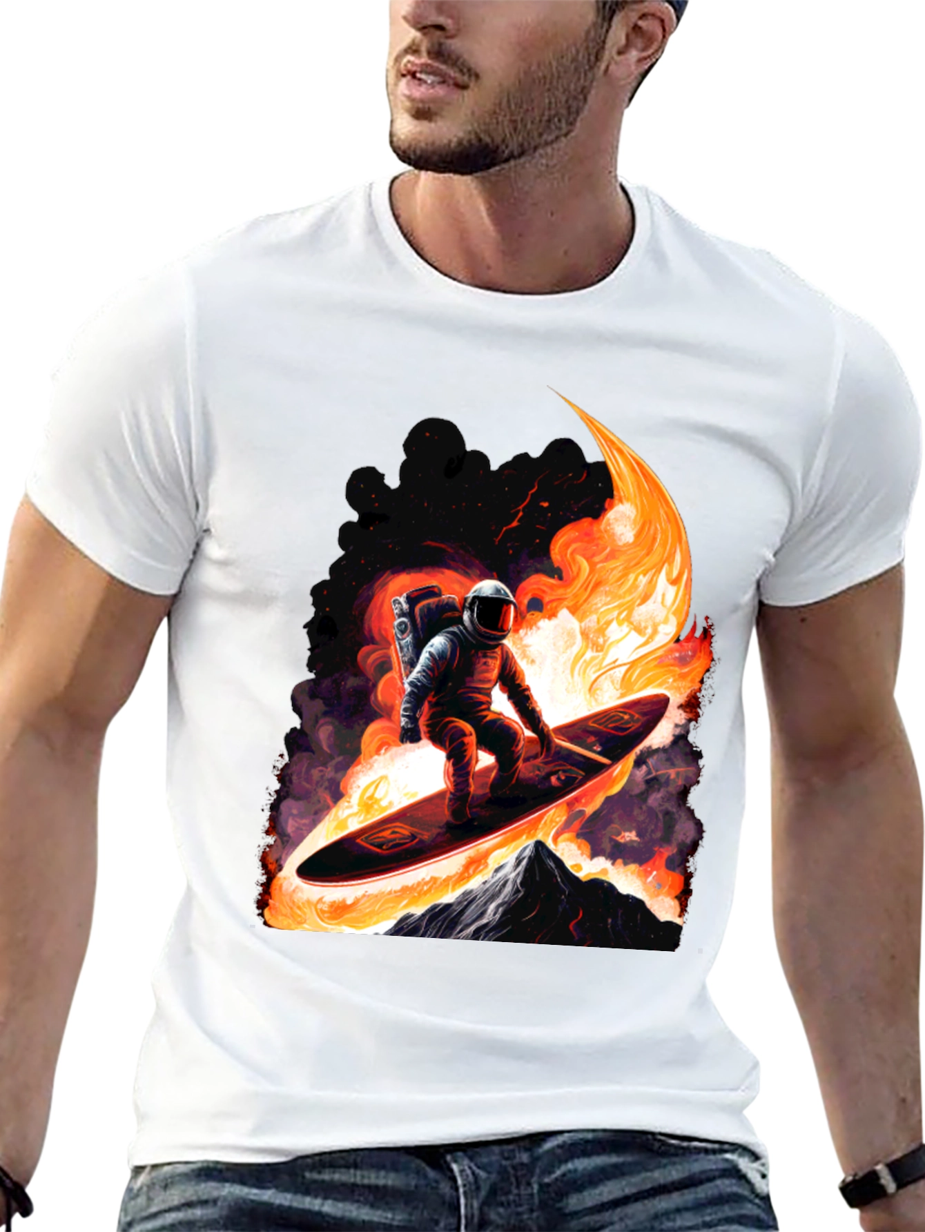 Astronaut Surfer Graphic Tee - Black