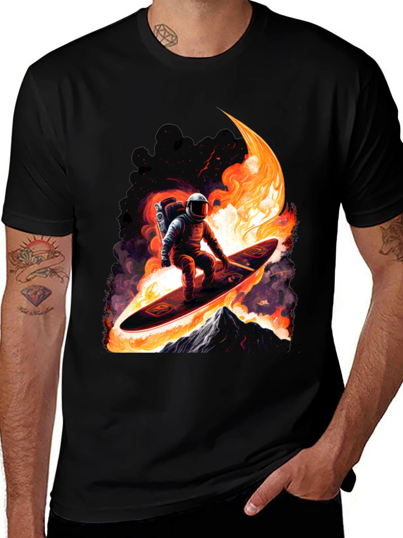 Astronaut Surfer Graphic Tee - Black