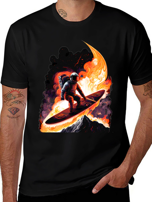 Astronaut Surfer Graphic Tee - Black