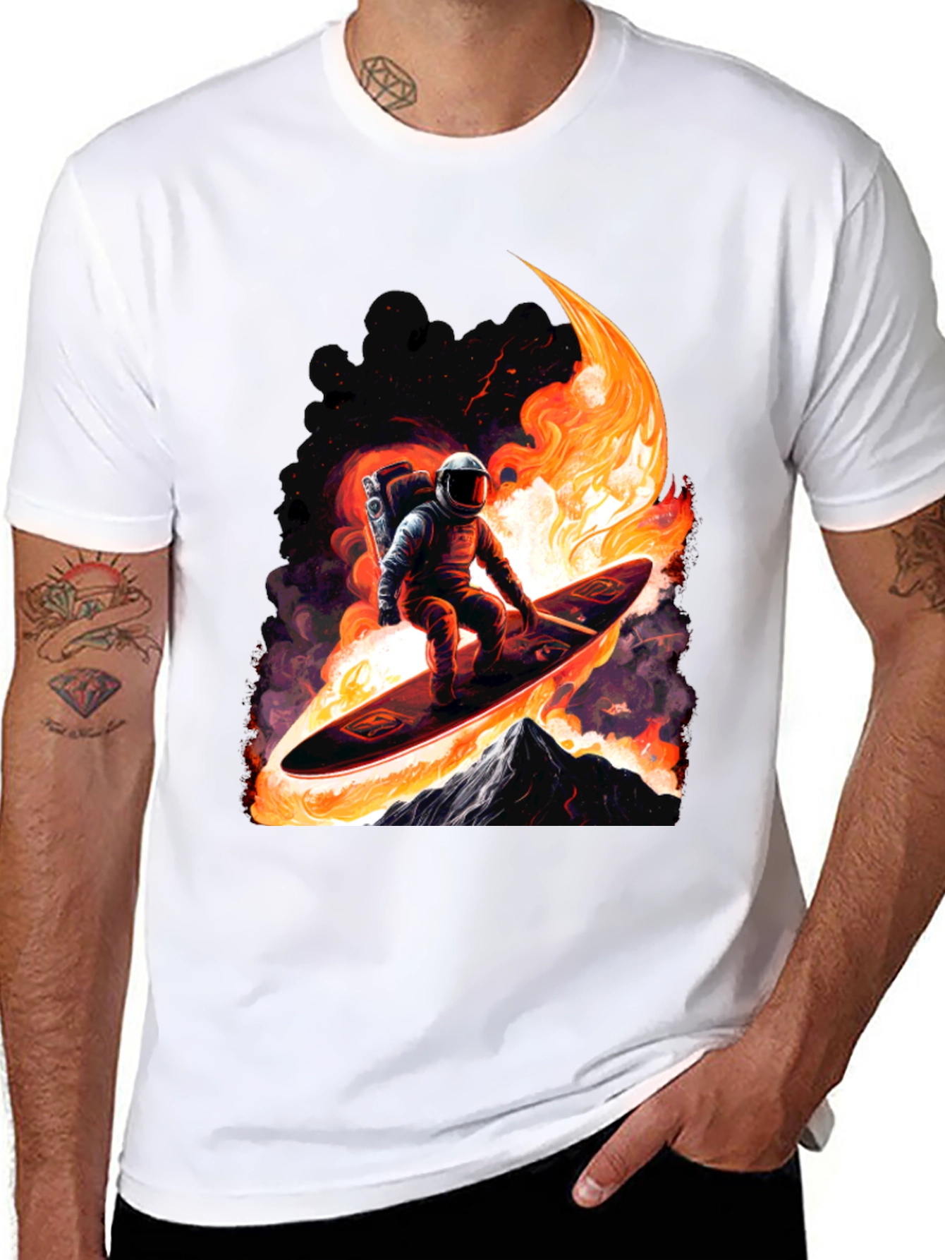 Astronaut Surfer Graphic Tee - Black