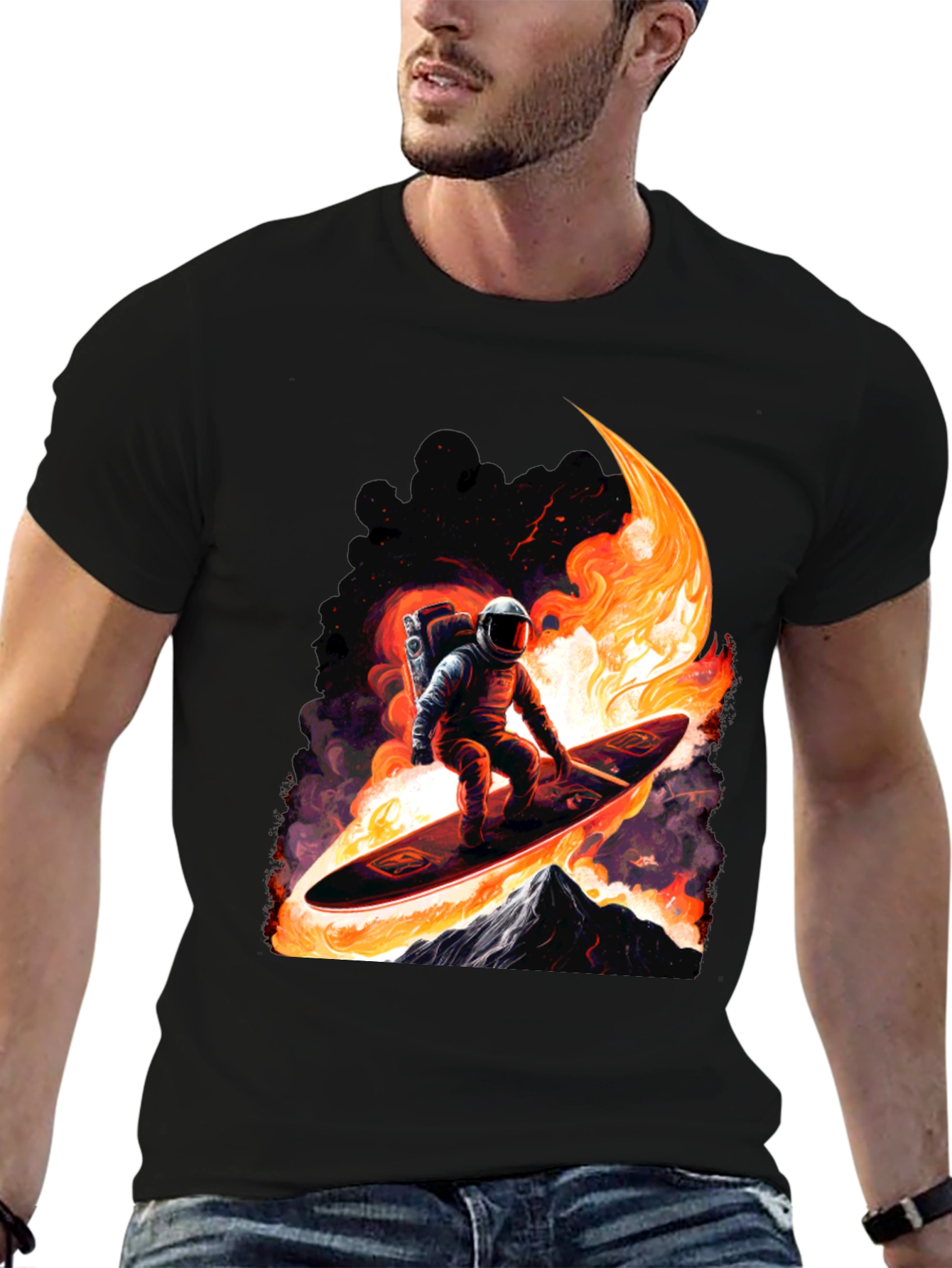 Astronaut Surfer Graphic Tee - Black