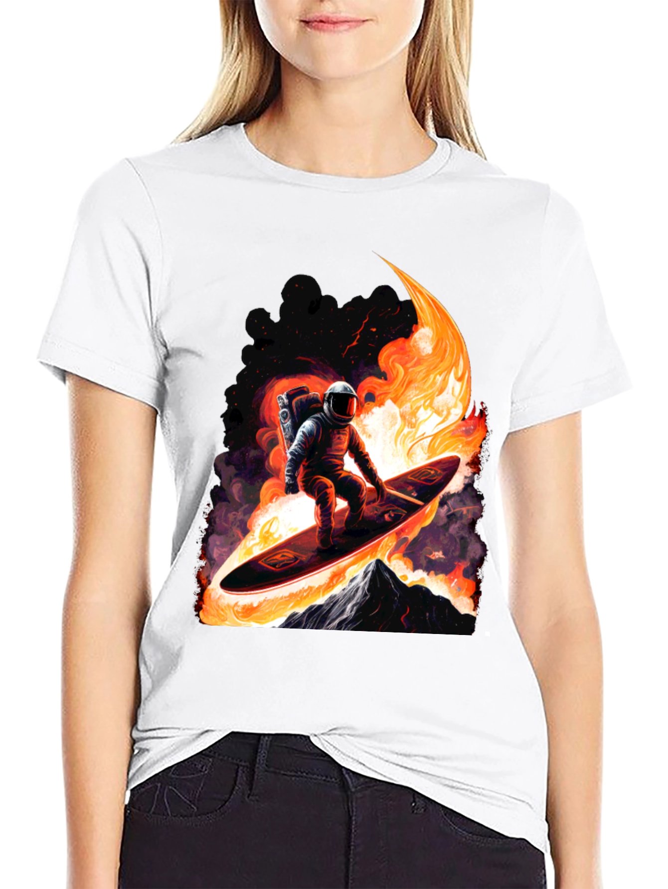 Astronaut Surfer Graphic Tee - Black