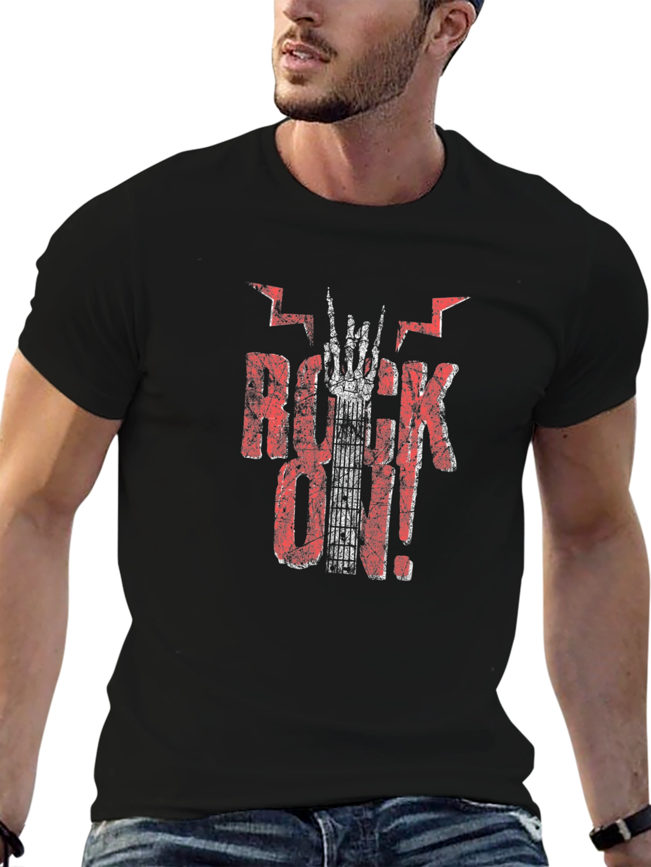Rock On! Graphic Tee - Black Cotton T-Shirt