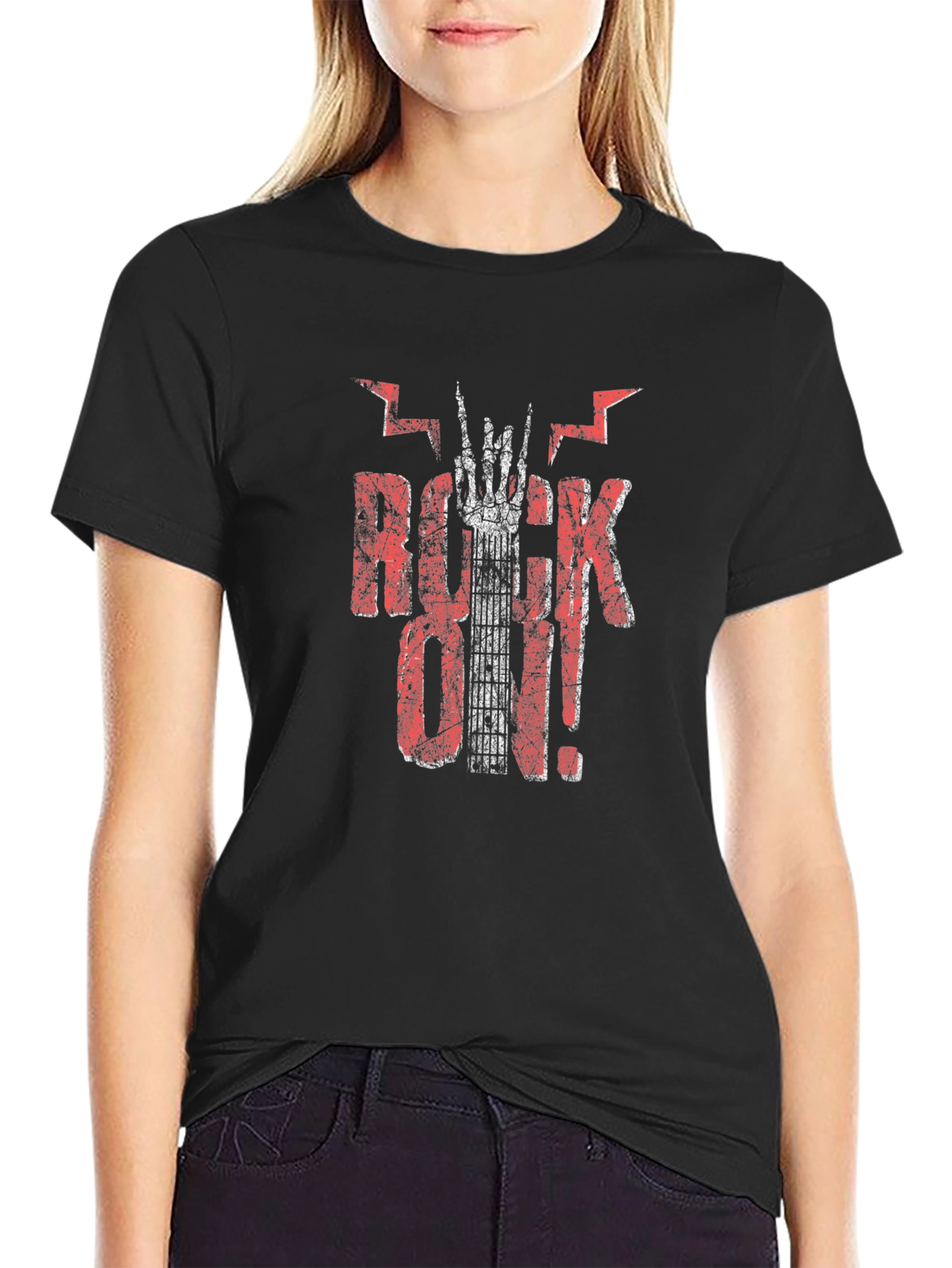 Rock On! Graphic Tee - Black Cotton T-Shirt