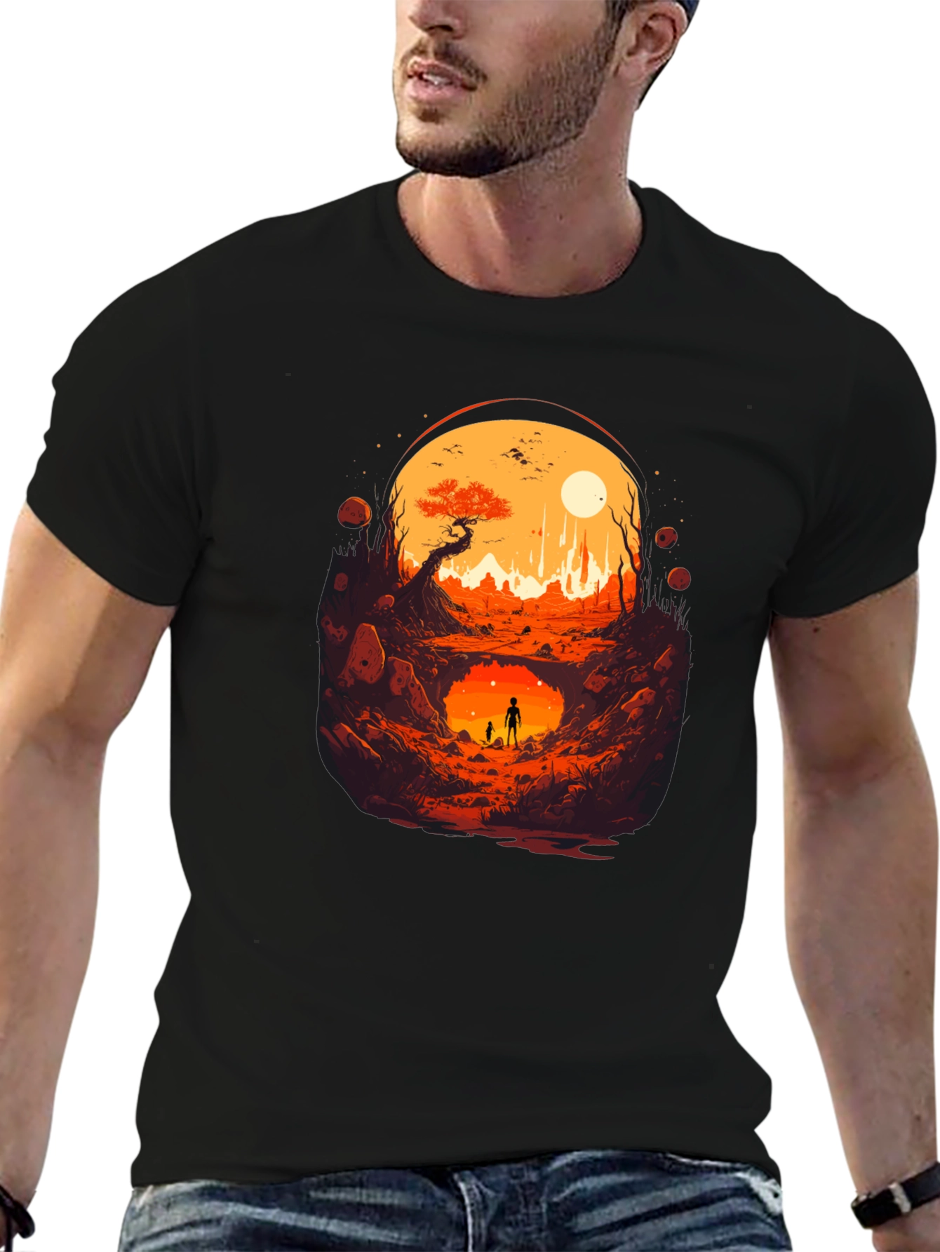 Graphic Print Tee - Surreal Landscape Design