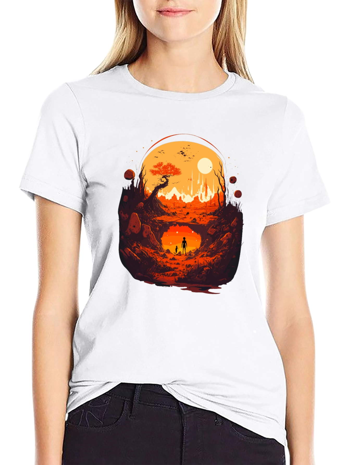 Graphic Print Tee - Surreal Landscape Design