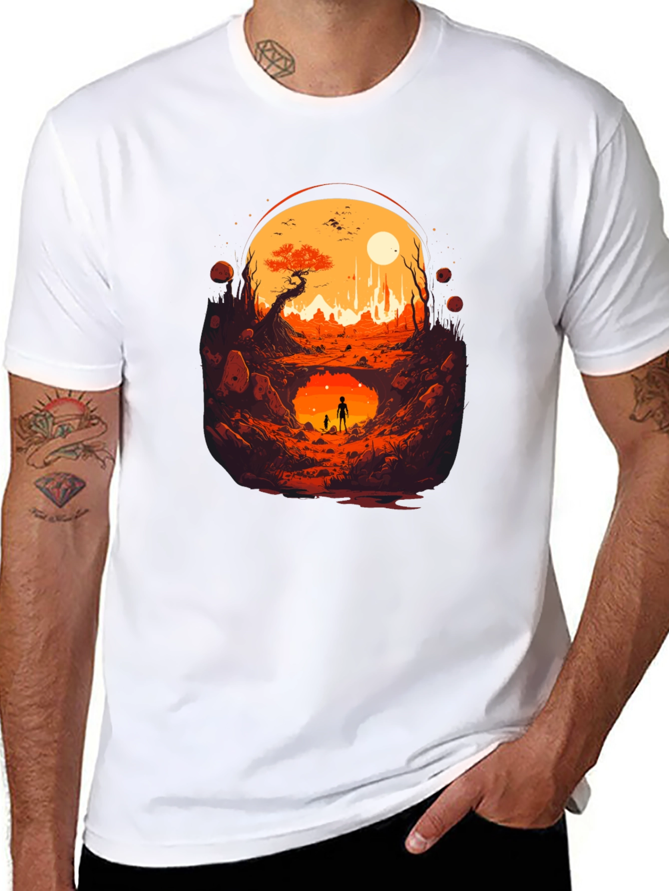 Graphic Print Tee - Surreal Landscape Design
