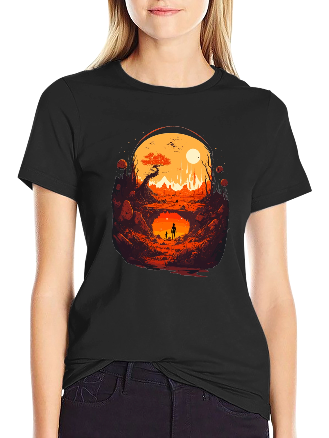 Graphic Print Tee - Surreal Landscape Design