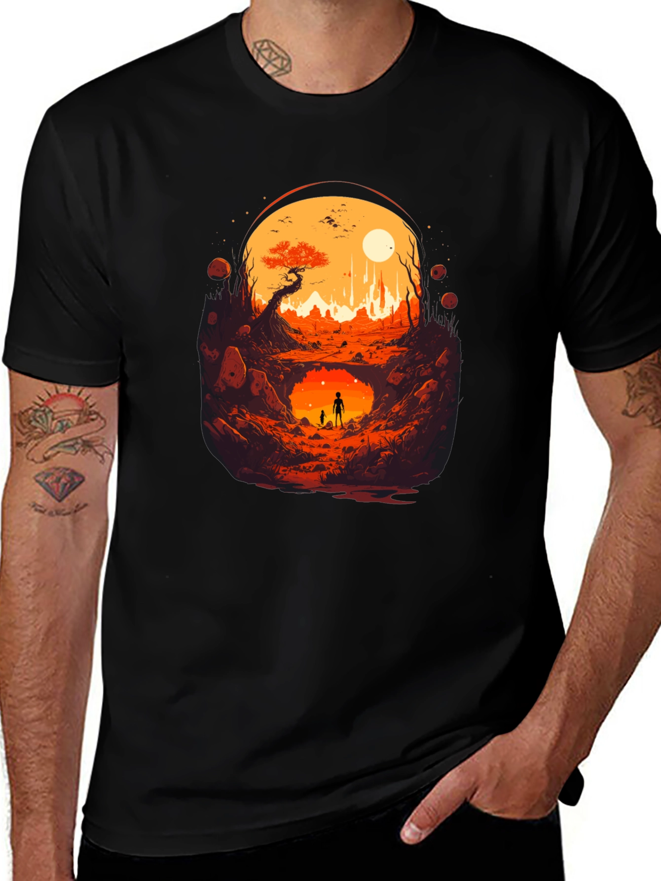 Graphic Print Tee - Surreal Landscape Design