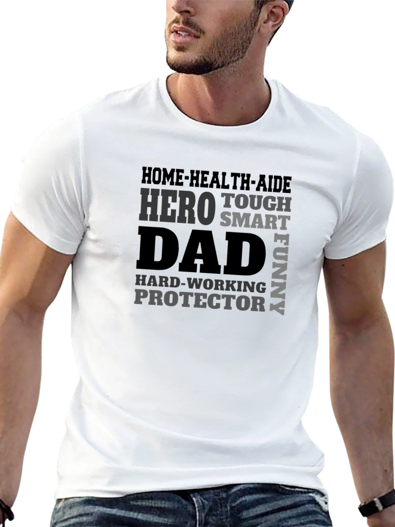 Dad Hero Graphic Tee - Black Cotton Blend T-Shirt