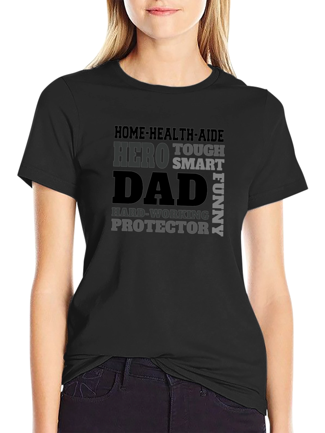 Dad Hero Graphic Tee - Black Cotton Blend T-Shirt