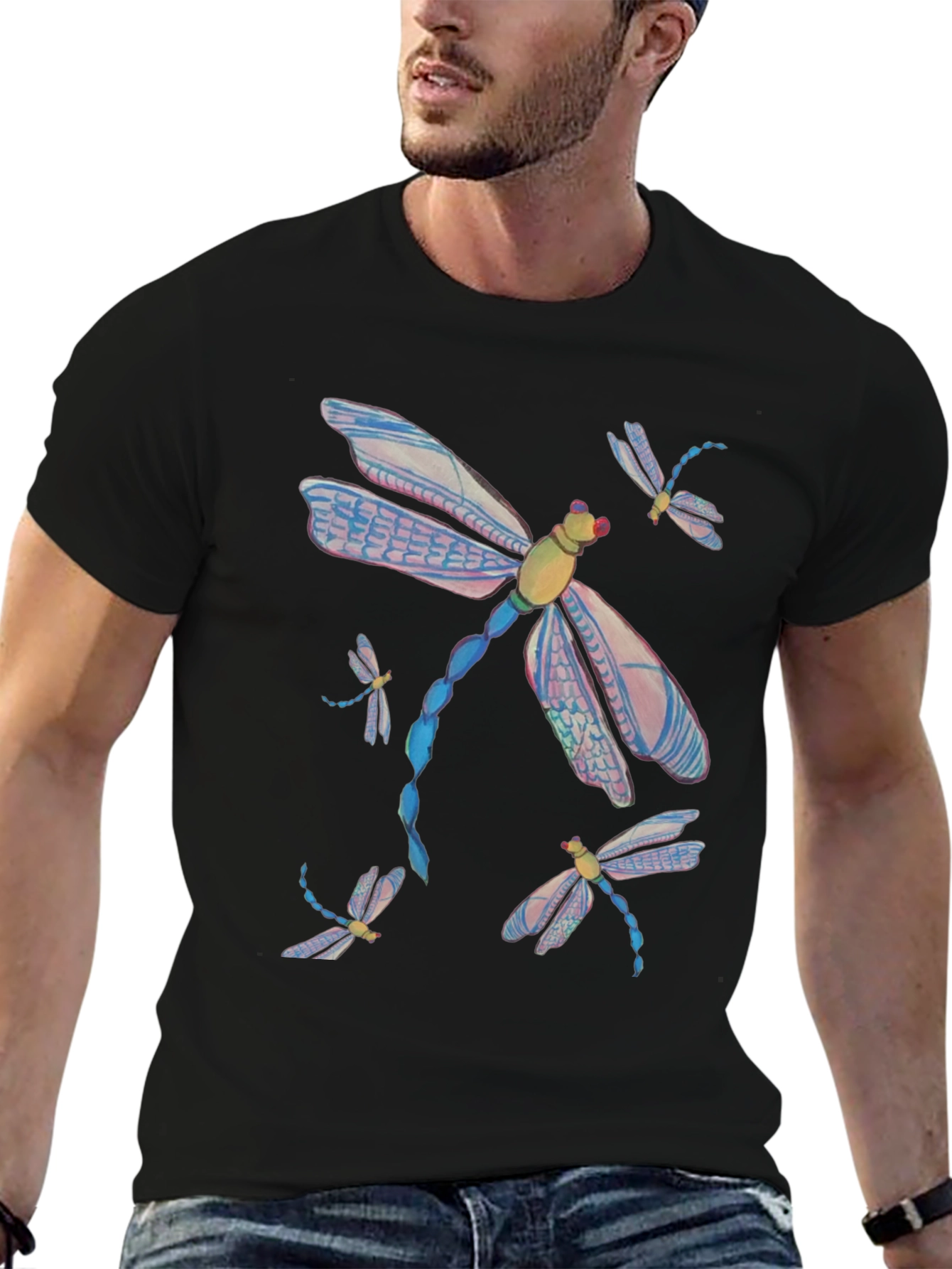 Dragonfly Graphic Tee - Mens Black T-Shirt