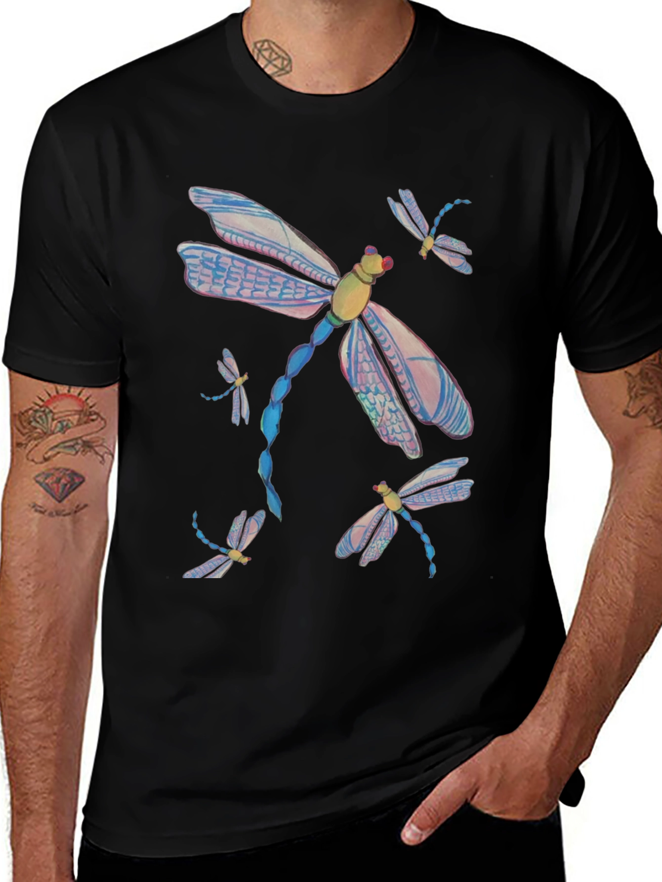 Dragonfly Graphic Tee - Mens Black T-Shirt