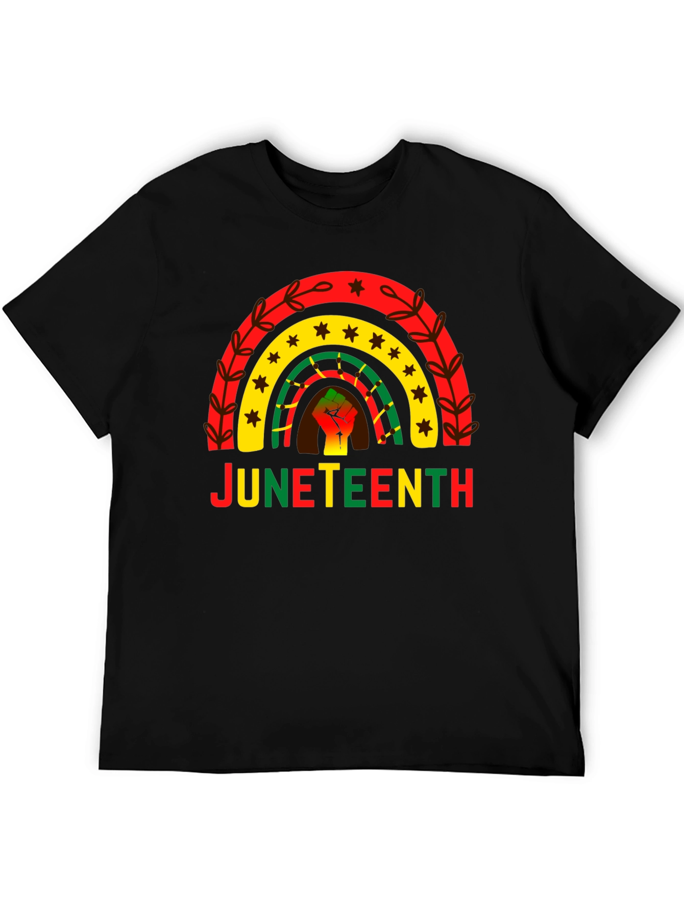Juneteenth Rainbow Fist Graphic T-Shirt
