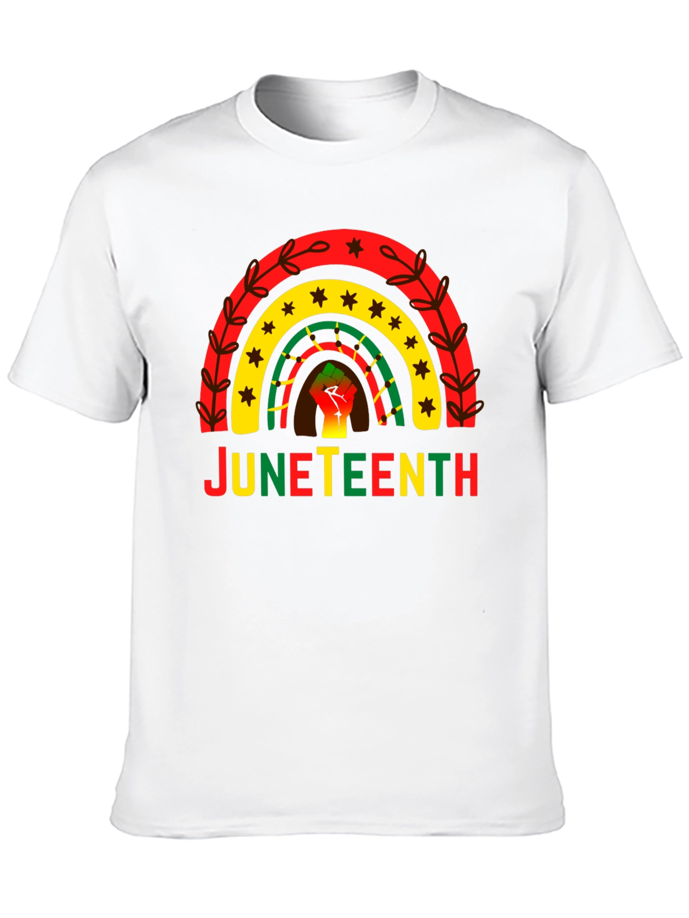 Juneteenth Rainbow Fist Graphic T-Shirt