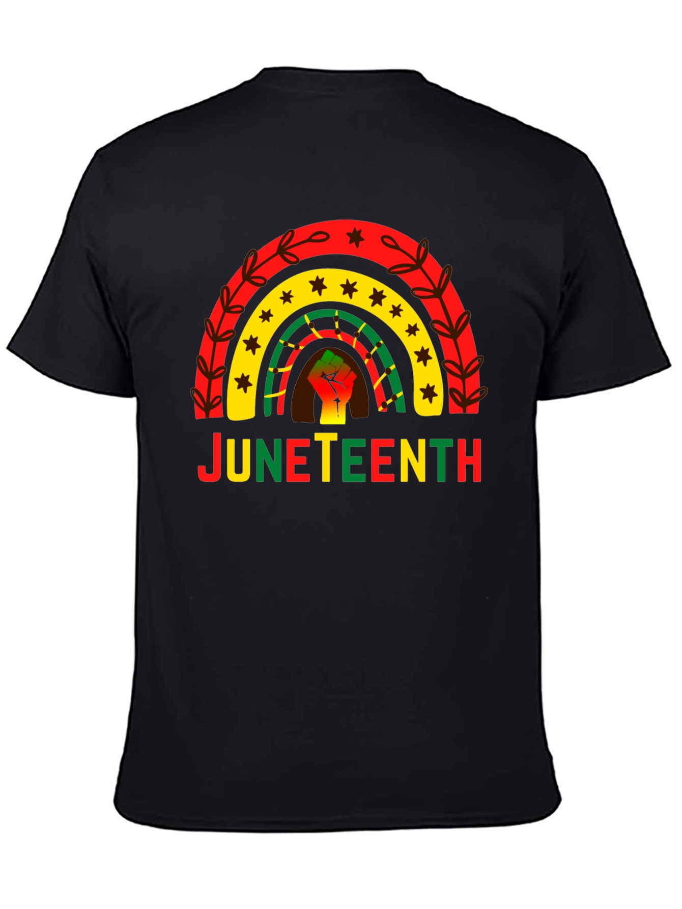 Juneteenth Rainbow Fist Graphic T-Shirt