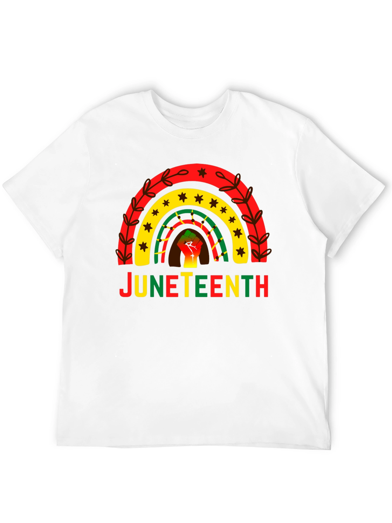 Juneteenth Rainbow Fist Graphic T-Shirt